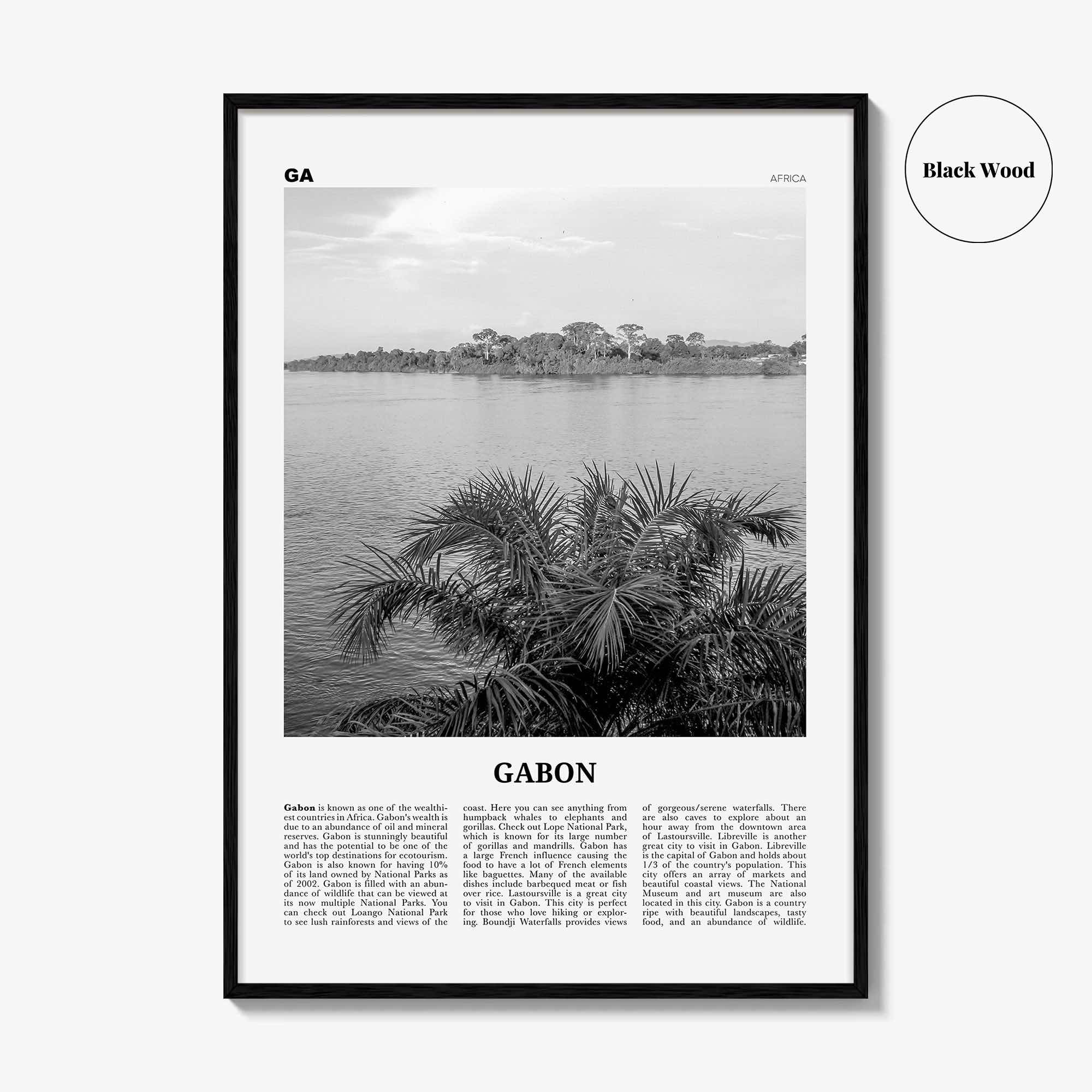 Gabon Print Black and White, Gabon Wall Art, Gabon Poster, Gabon Photo, Gabon Wall Decor, Country Art Print, Africa, Libreville