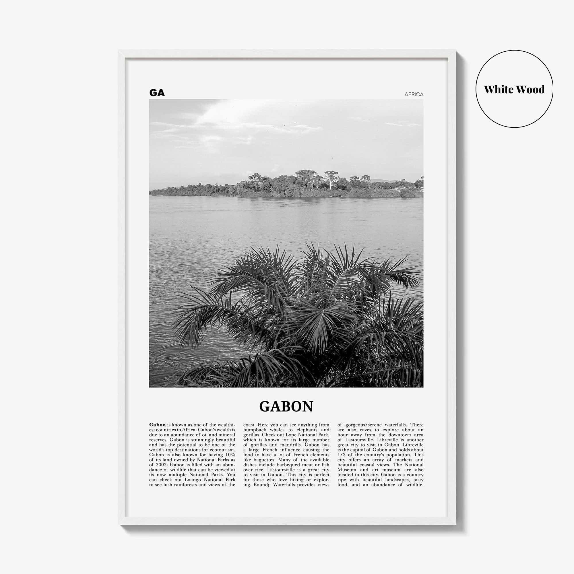 Gabon Print Black and White, Gabon Wall Art, Gabon Poster, Gabon Photo, Gabon Wall Decor, Country Art Print, Africa, Libreville