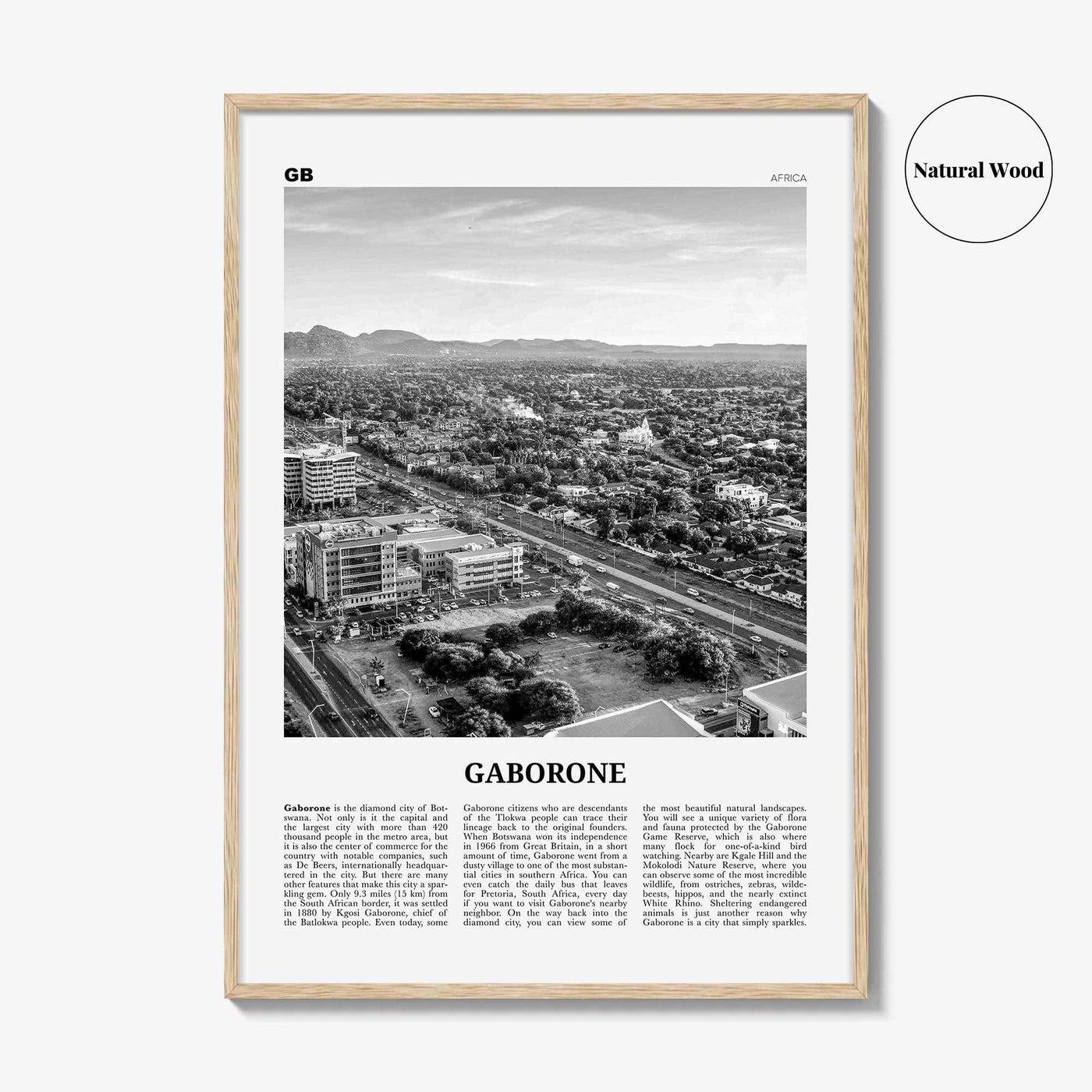 Gaborone Print Black and White, Gaborone Wall Art, Gaborone Poster, Gaborone Photo, Gaborone Wall Décor, Botswana, Gabs, Africa