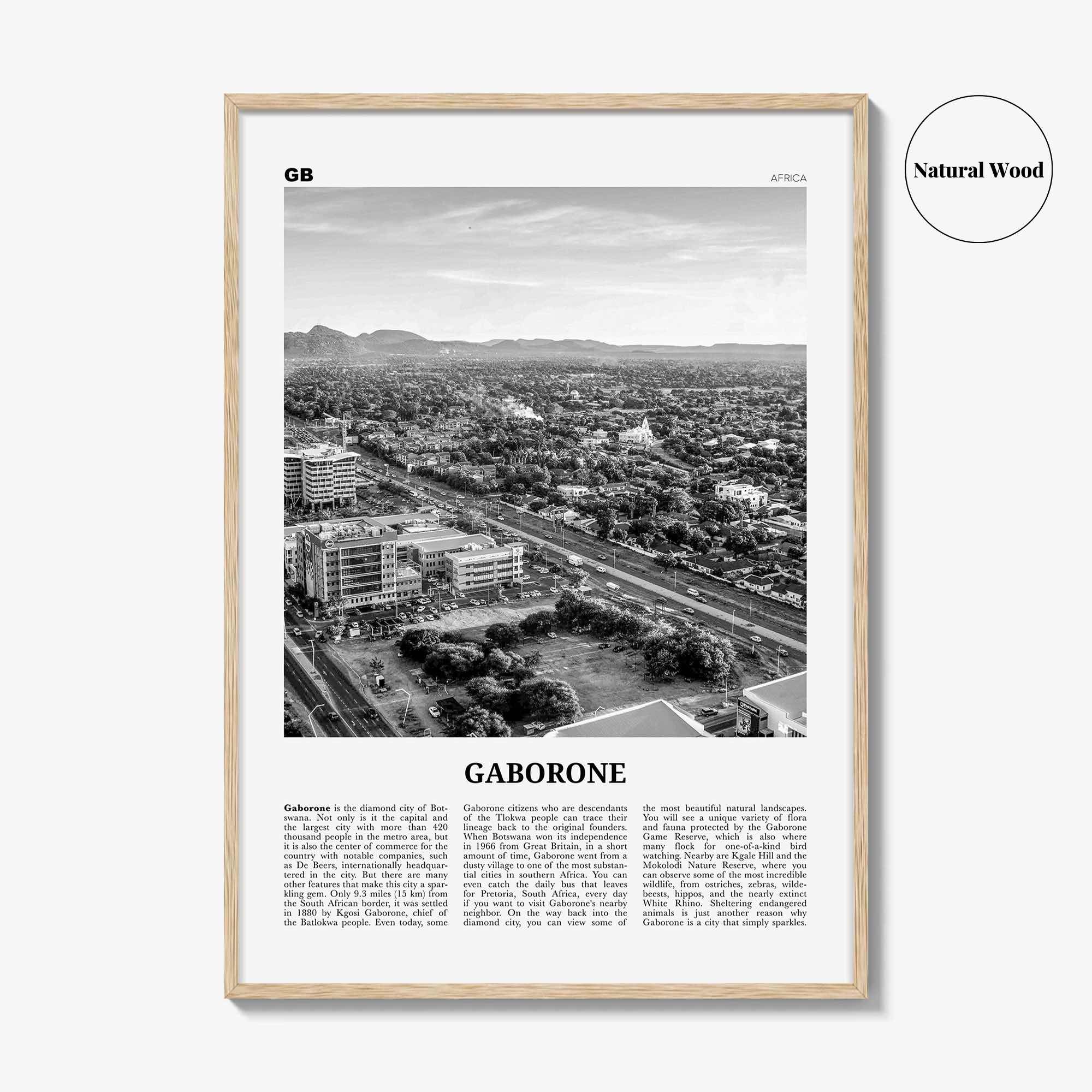Gaborone Print Black and White, Gaborone Wall Art, Gaborone Poster, Gaborone Photo, Gaborone Wall Décor, Botswana, Gabs, Africa