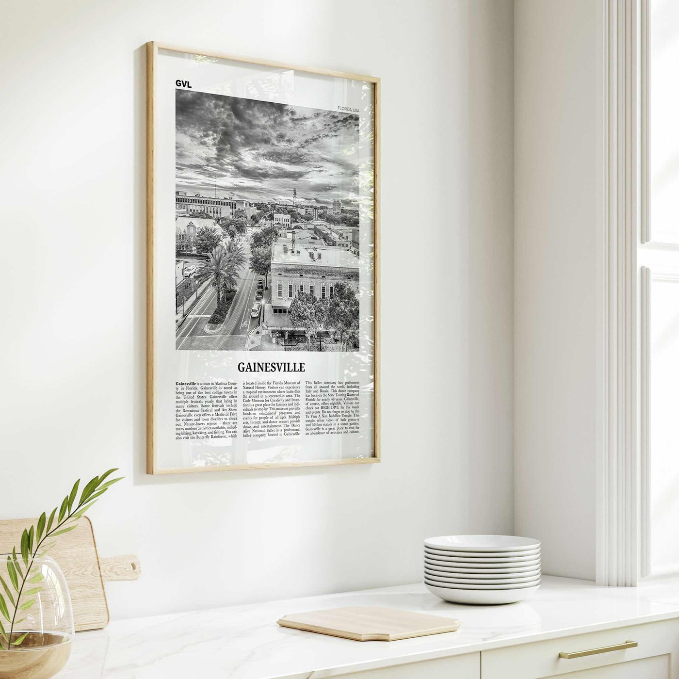 Gainesville Print Black and White, Gainesville Wall Art, Gainesville Poster, Gainesville Photo, Gainesville Wall Décor, Florida, USA