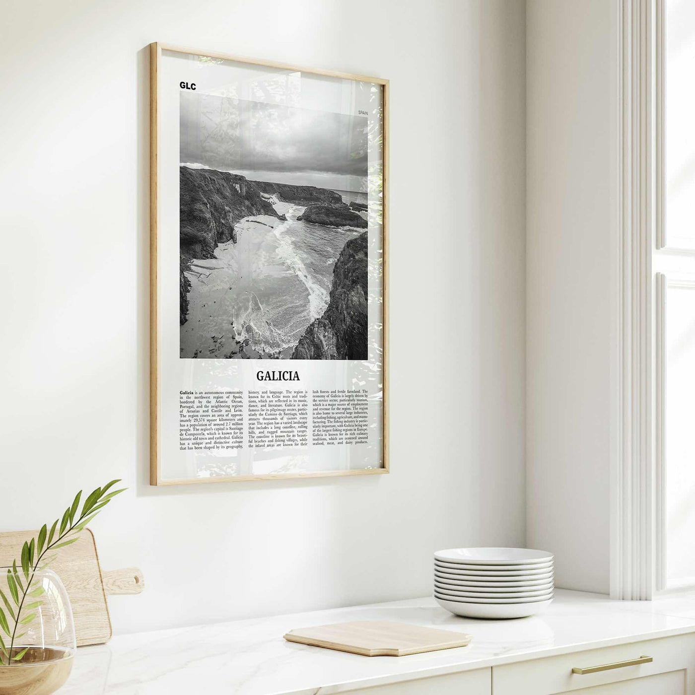 Galicia Print Black and White, Galicia Wall Art, Galicia Poster, Galicia Photo, Galicia Wall Décor, Galicia Map, Spain