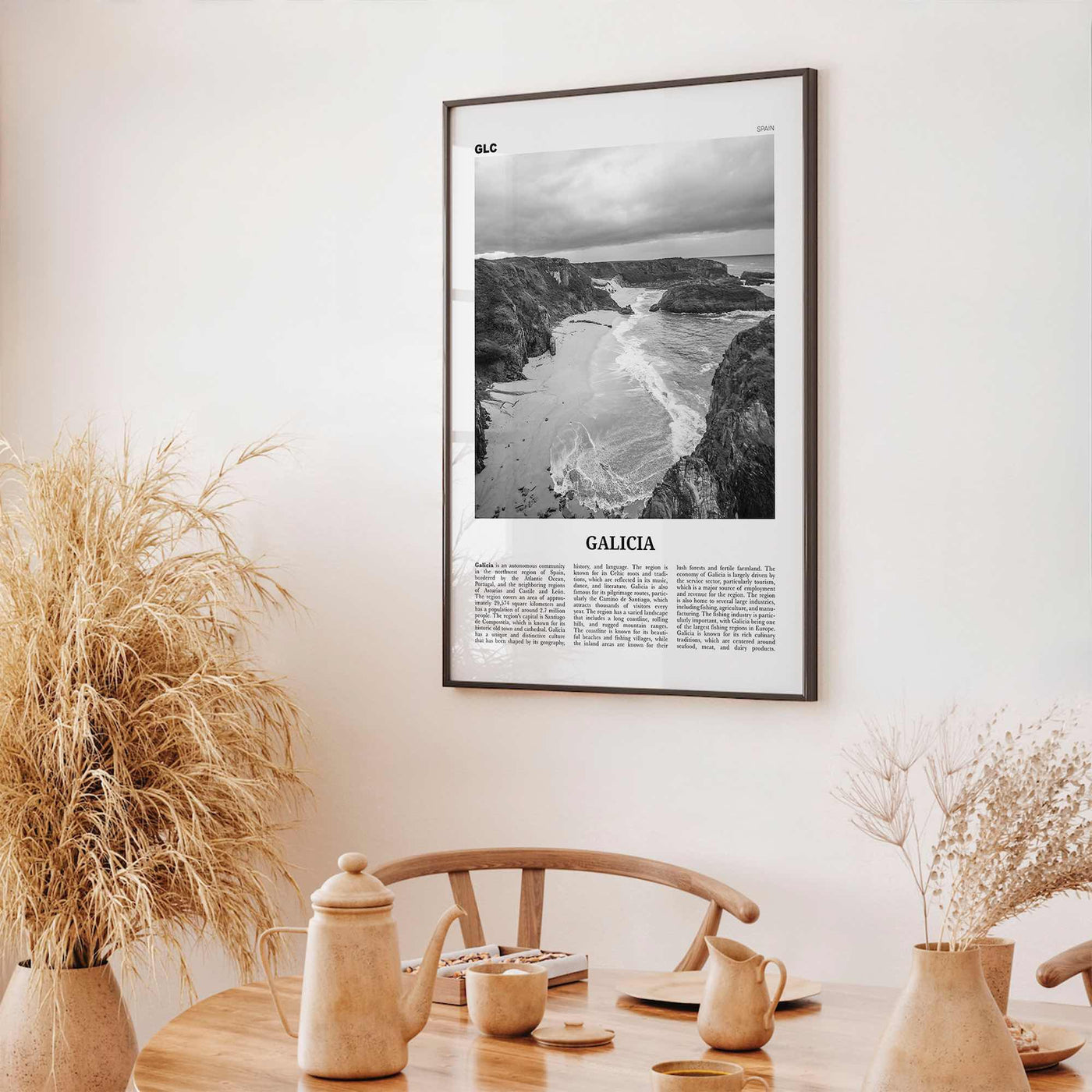 Galicia Print Black and White, Galicia Wall Art, Galicia Poster, Galicia Photo, Galicia Wall Décor, Galicia Map, Spain