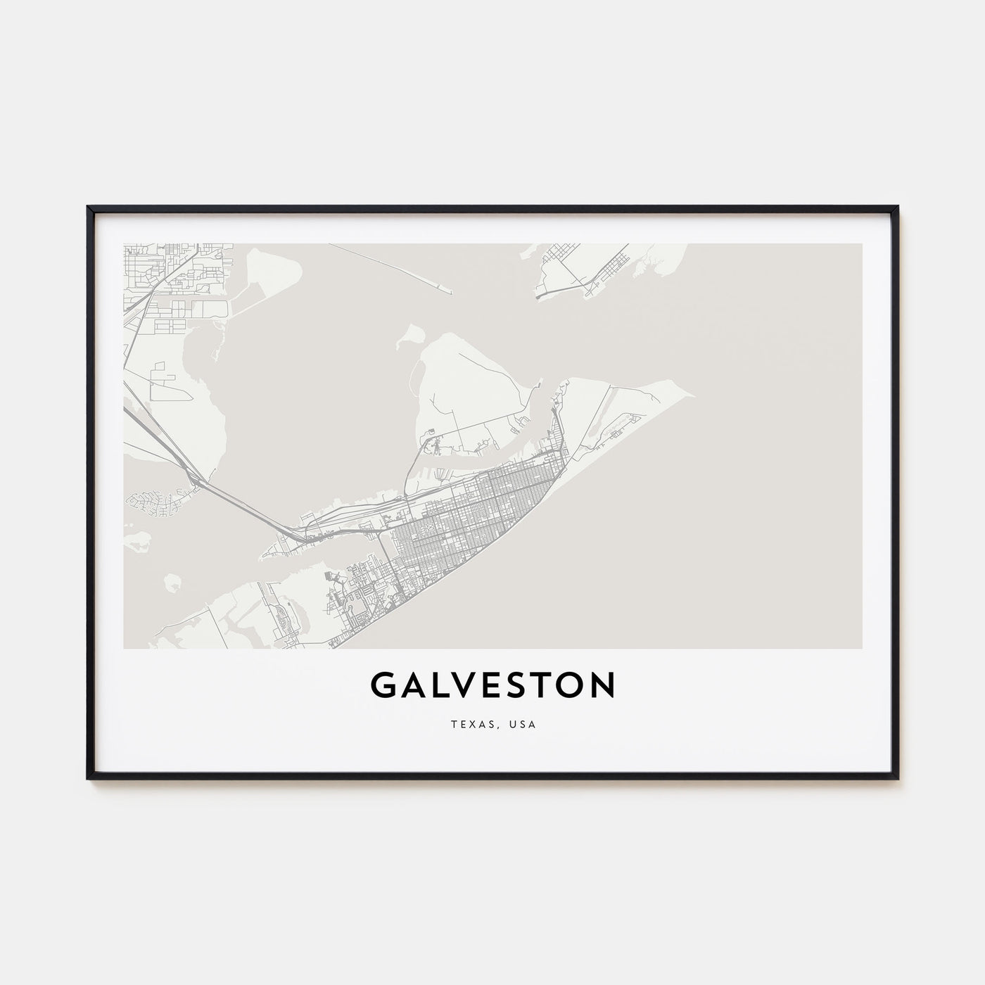 Galveston Map Landscape Poster