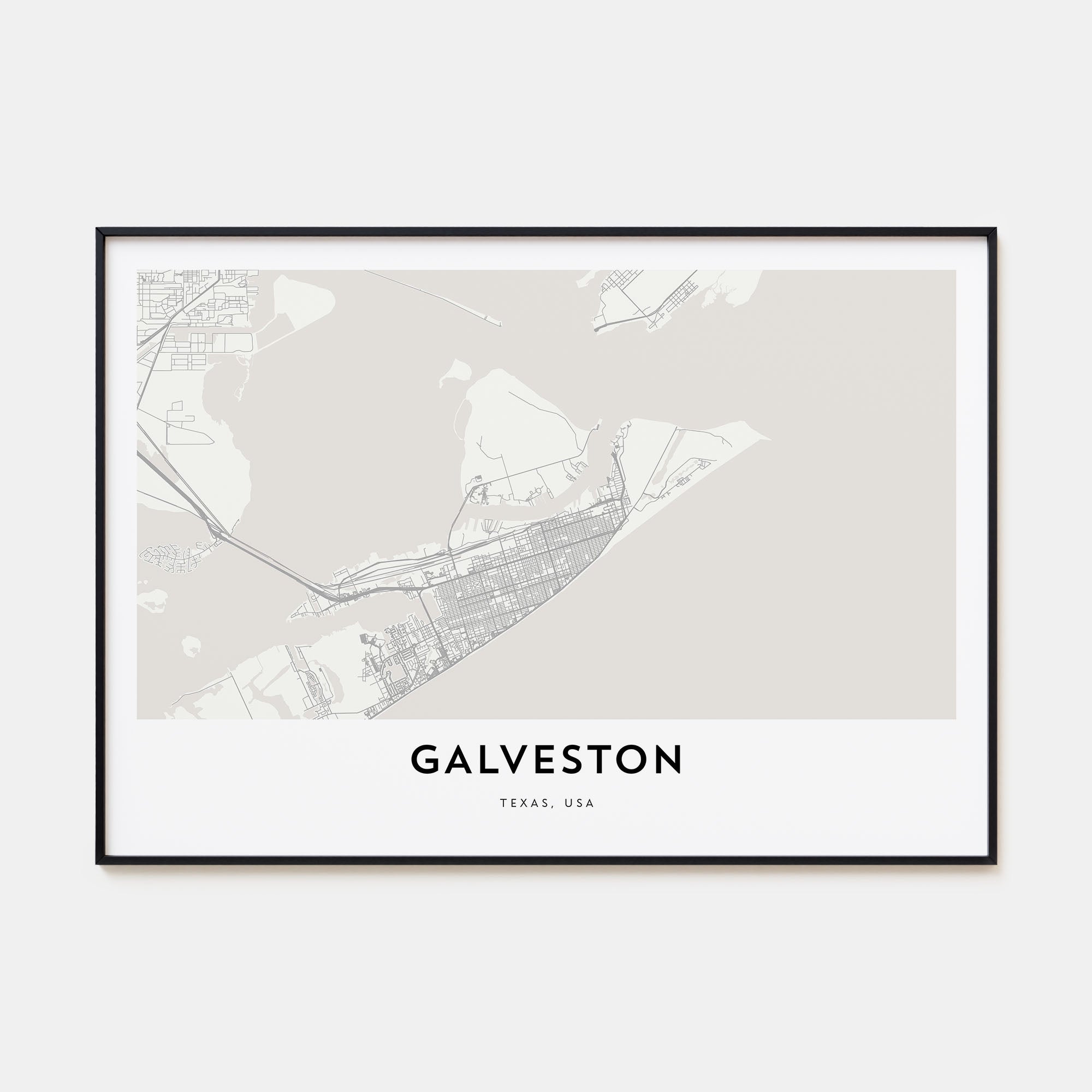Galveston Map Landscape Poster