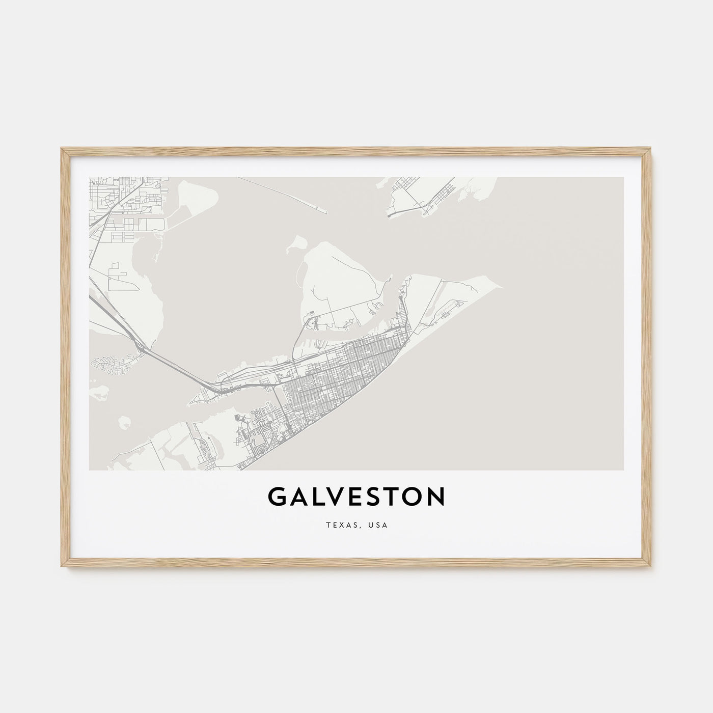 Galveston Map Landscape Poster