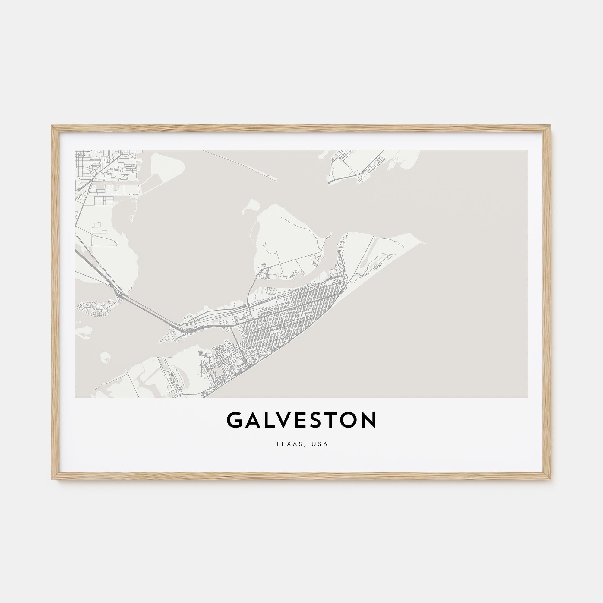 Galveston Map Landscape Poster