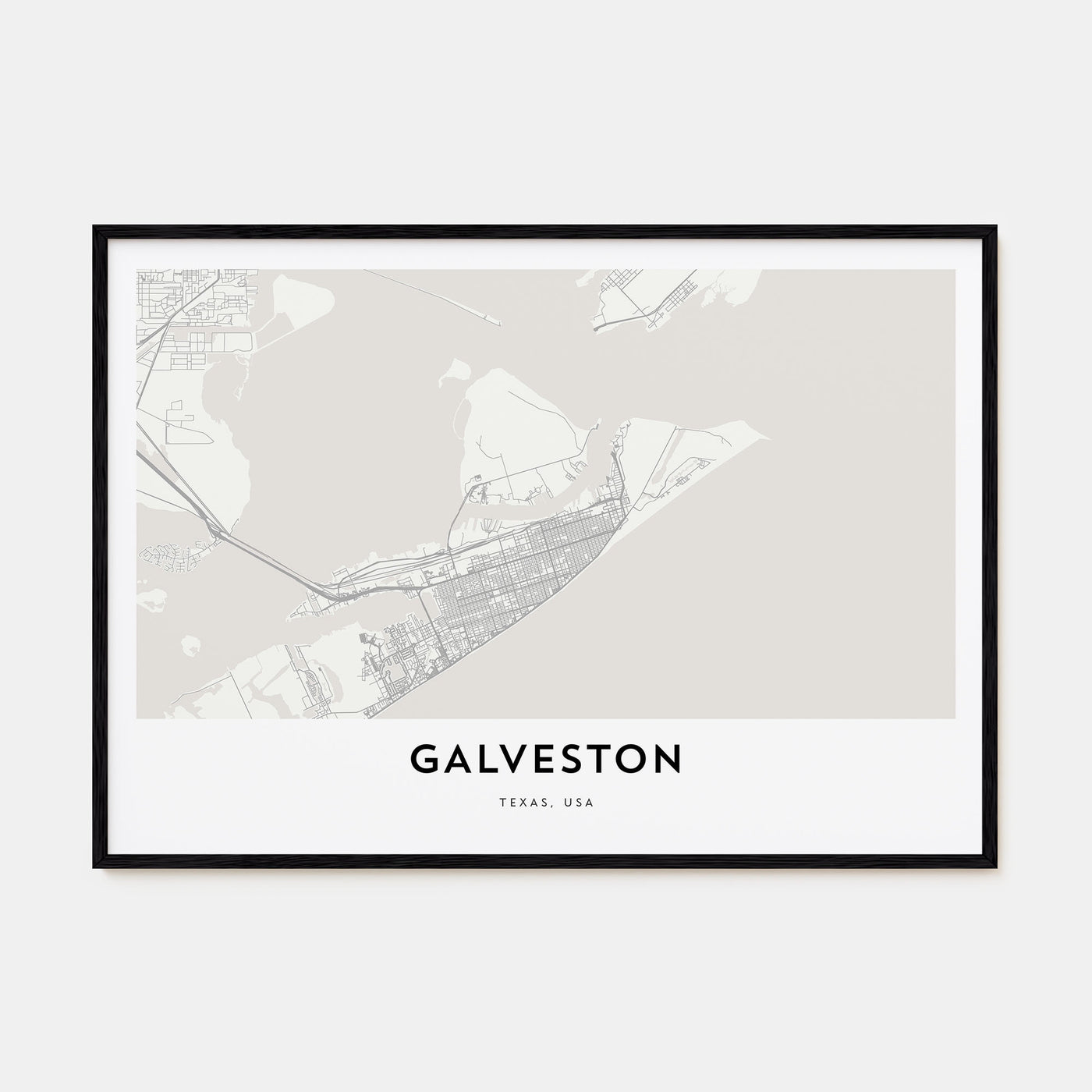 Galveston Map Landscape Poster