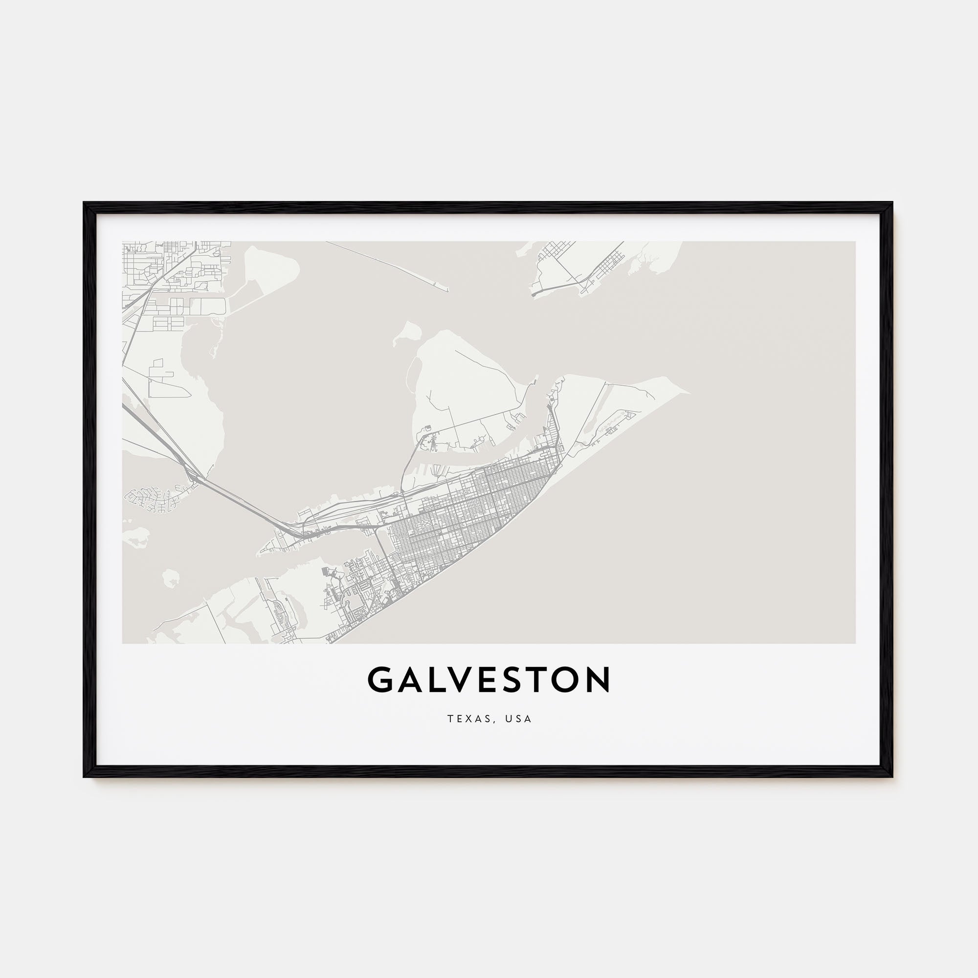 Galveston Map Landscape Poster