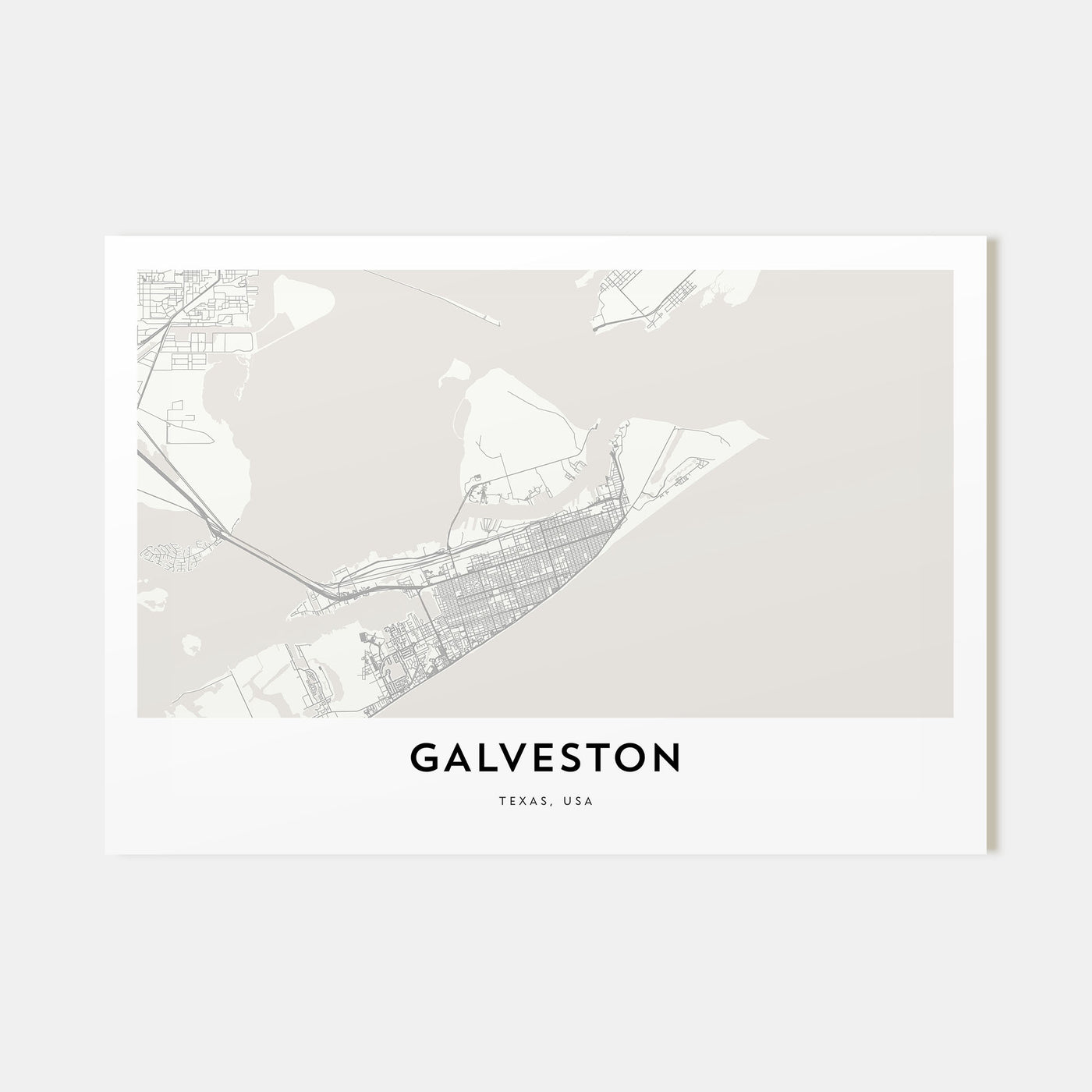 Galveston Map Landscape Poster