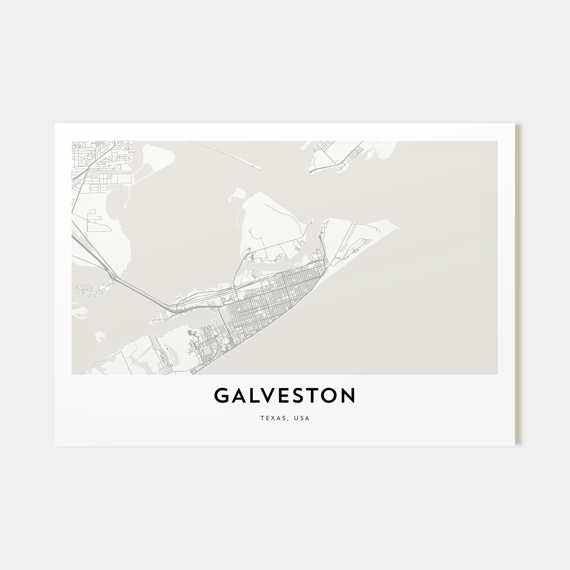 Galveston Map Landscape Poster