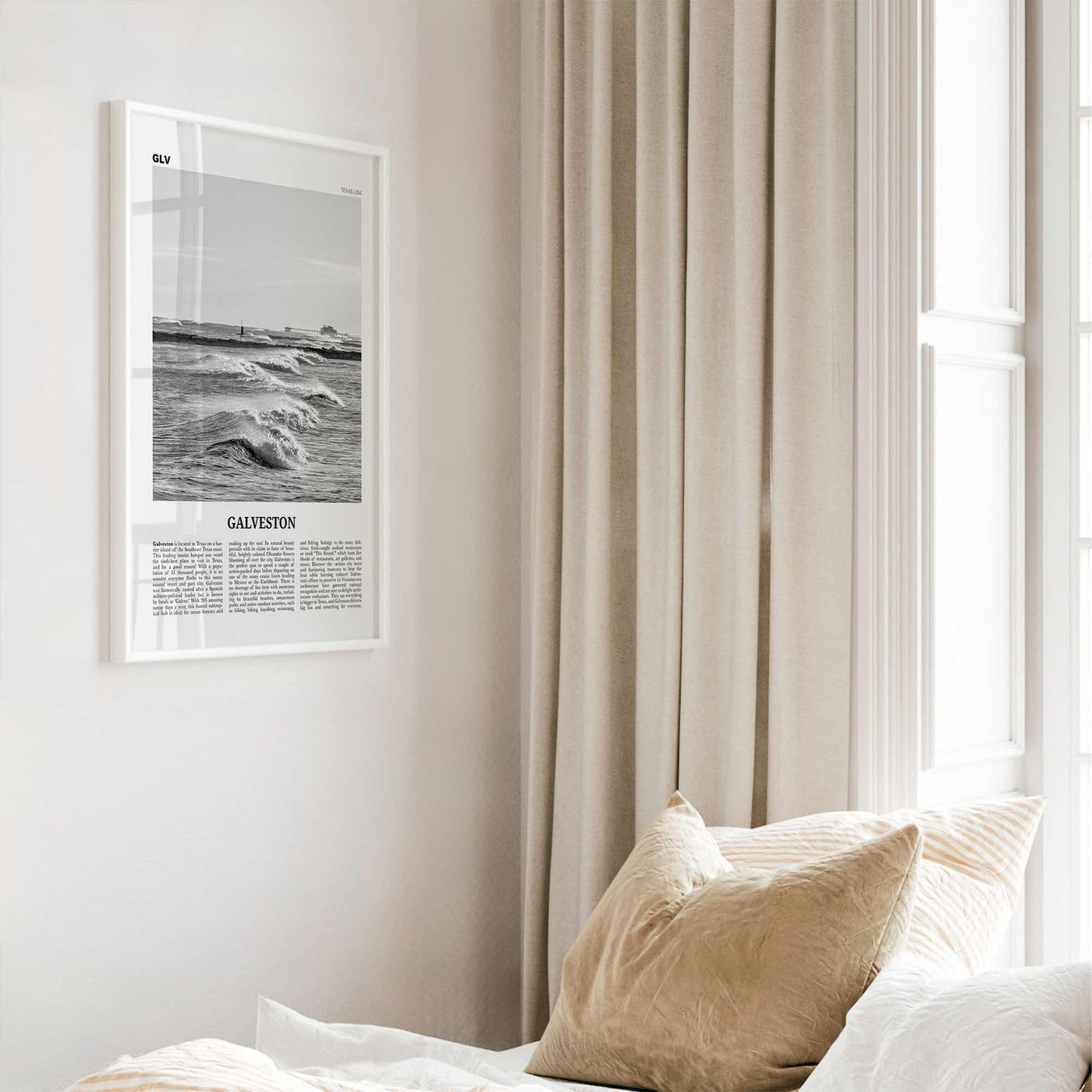 Galveston Print Black and White, Galveston Wall Art, Galveston Poster, Galveston Photo, Galveston Wall Décor, Texas, USA, United States