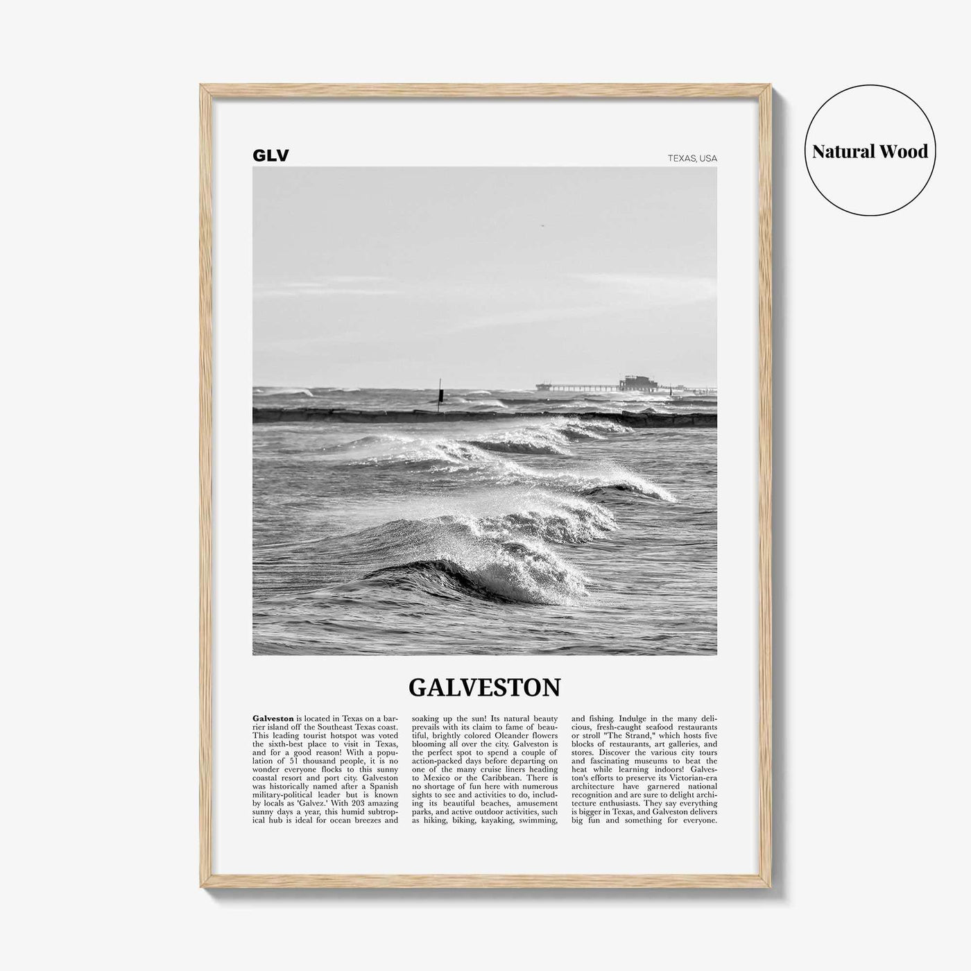 Galveston Print Black and White, Galveston Wall Art, Galveston Poster, Galveston Photo, Galveston Wall Décor, Texas, USA, United States