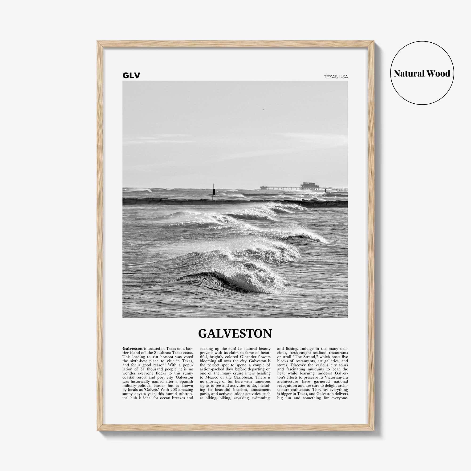 Galveston Print Black and White, Galveston Wall Art, Galveston Poster, Galveston Photo, Galveston Wall Décor, Texas, USA, United States