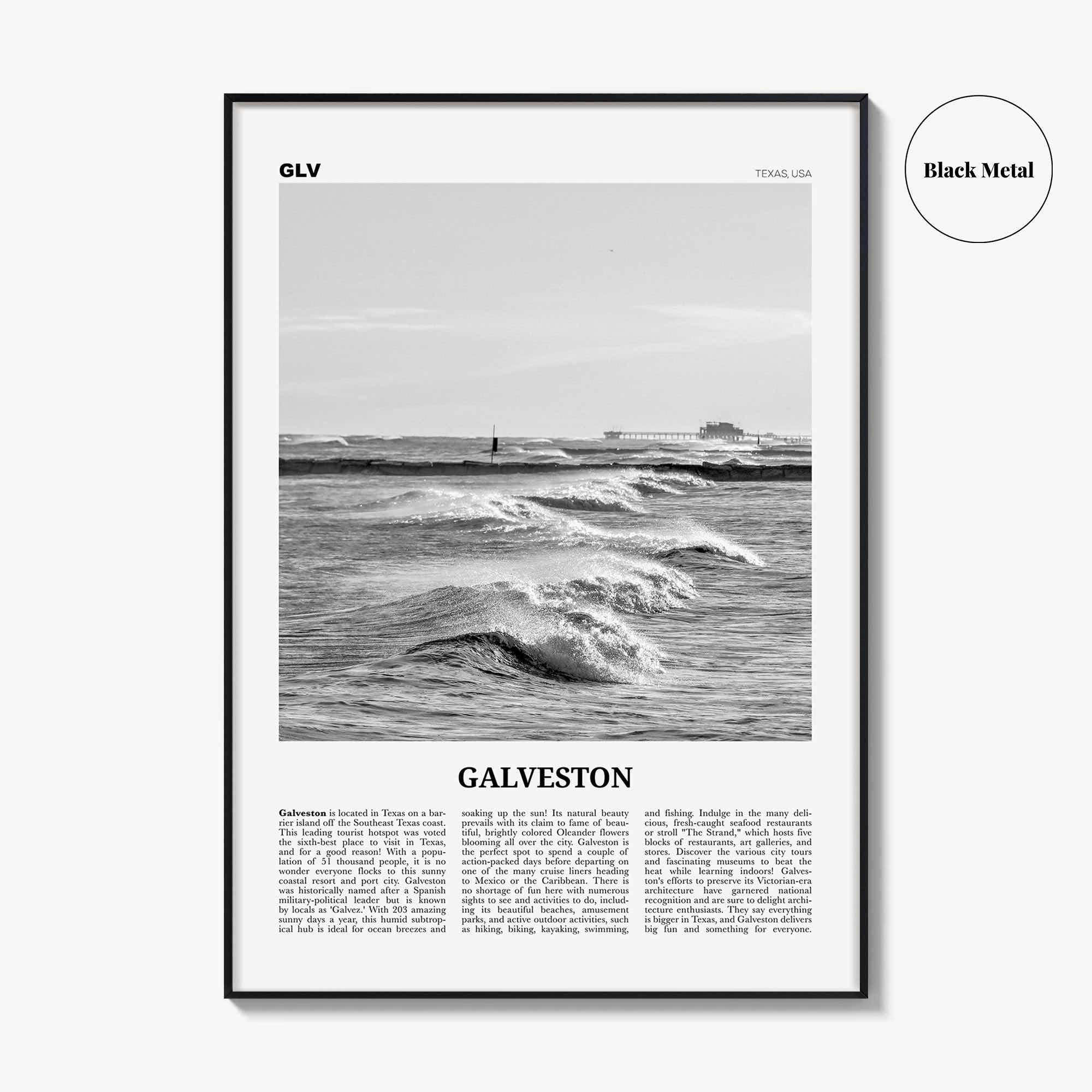 Galveston Print Black and White, Galveston Wall Art, Galveston Poster, Galveston Photo, Galveston Wall Décor, Texas, USA, United States