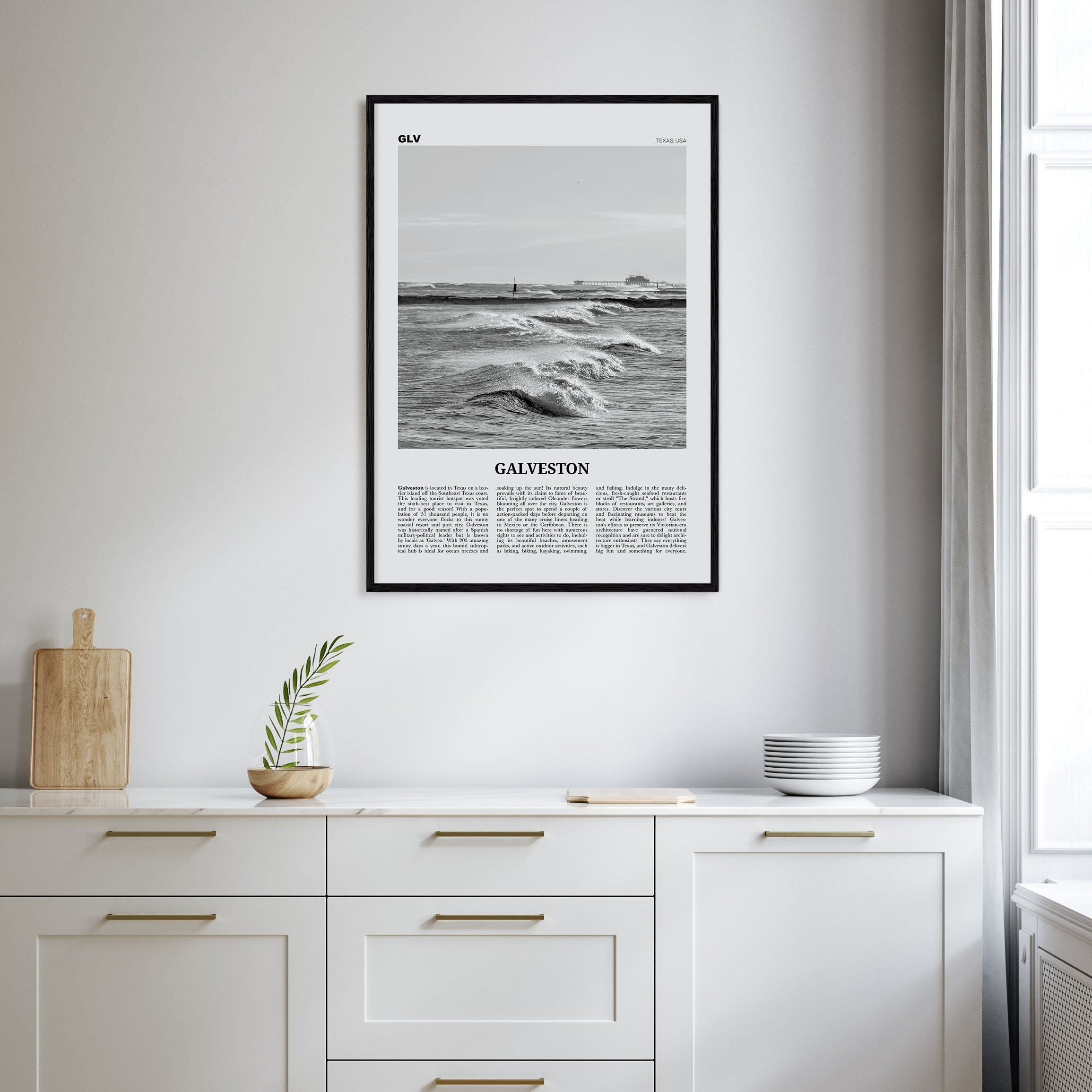 Galveston Travel B&W Poster