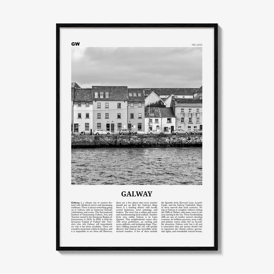 Galway Print Black and White, Galway Wall Art, Galway Poster, Galway Photo, Ireland, Gaillimh, Corrib, Connacht
