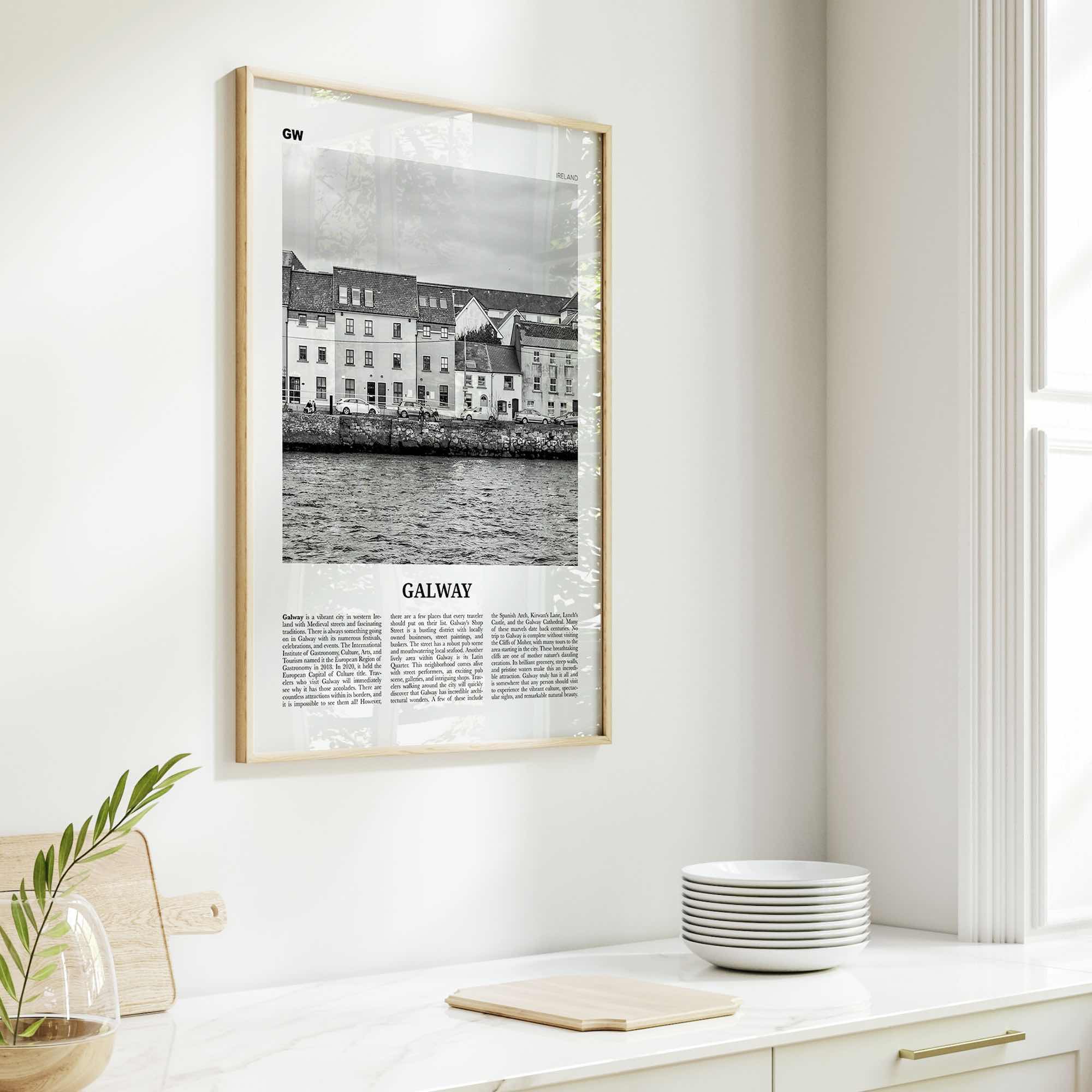 Galway Print Black and White, Galway Wall Art, Galway Poster, Galway Photo, Ireland, Gaillimh, Corrib, Connacht