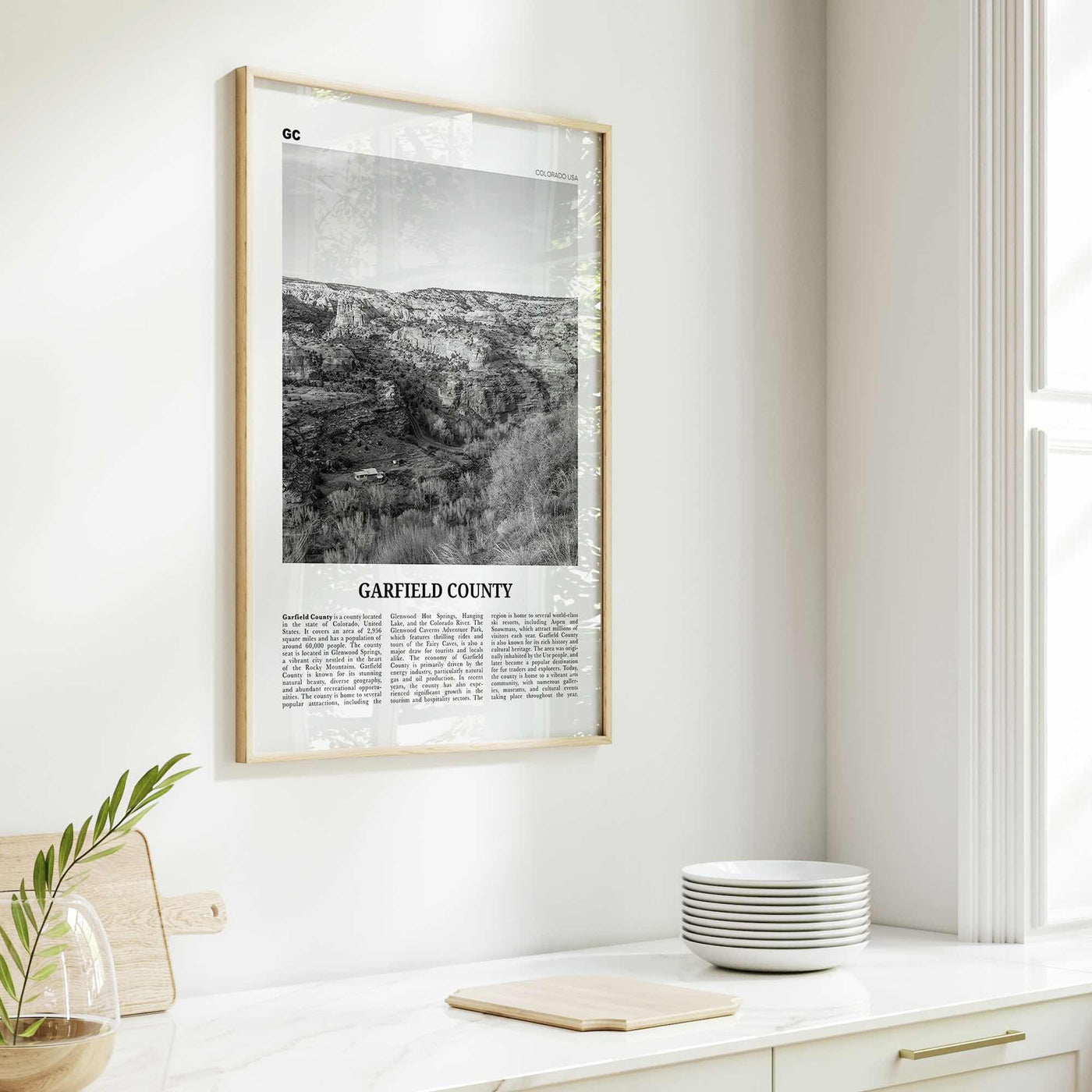 Garfield County Print Black and White, Garfield County Wall Art, Garfield County Poster, Garfield Photo, Garfield Wall Décor, Garfield Map