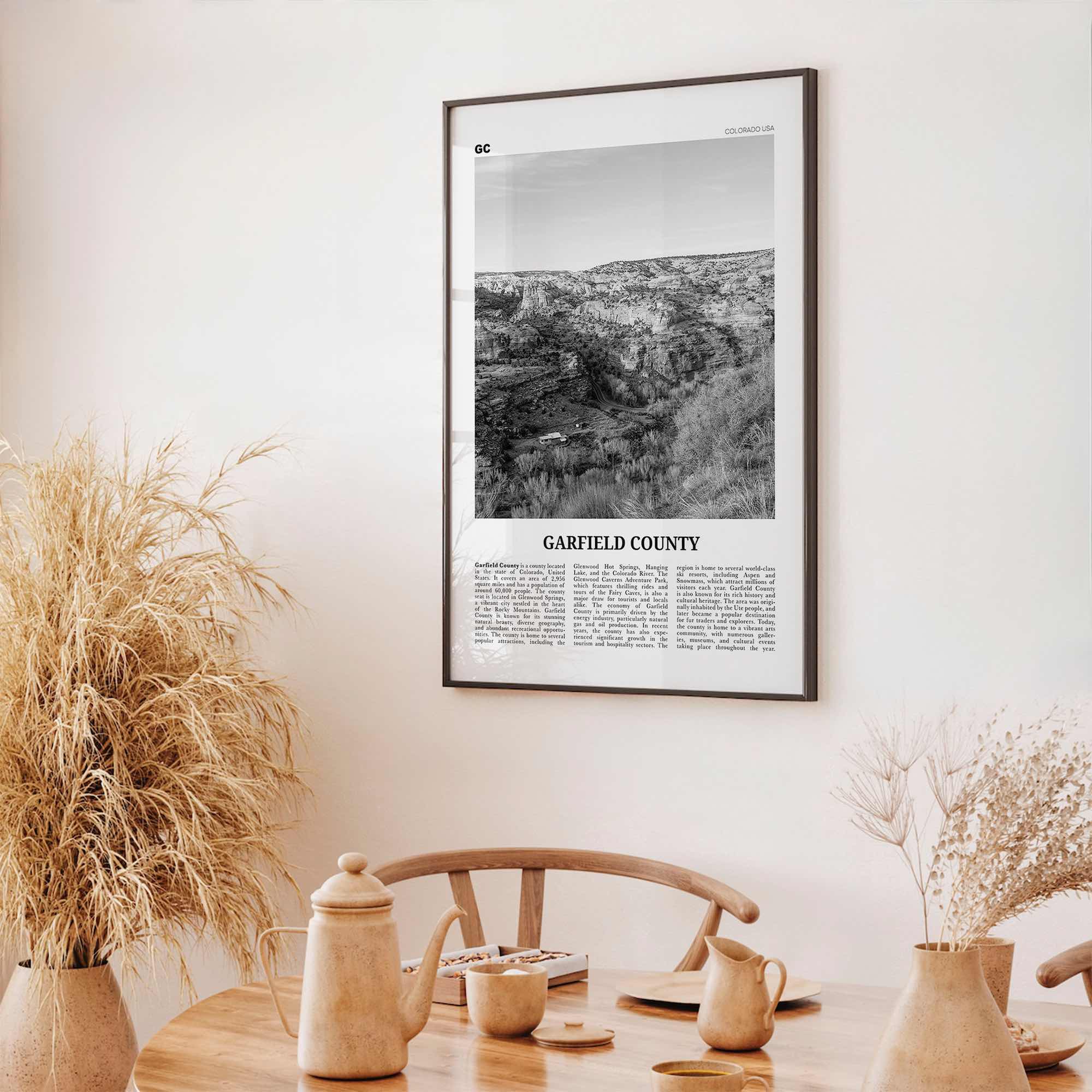 Garfield County Print Black and White, Garfield County Wall Art, Garfield County Poster, Garfield Photo, Garfield Wall Décor, Garfield Map