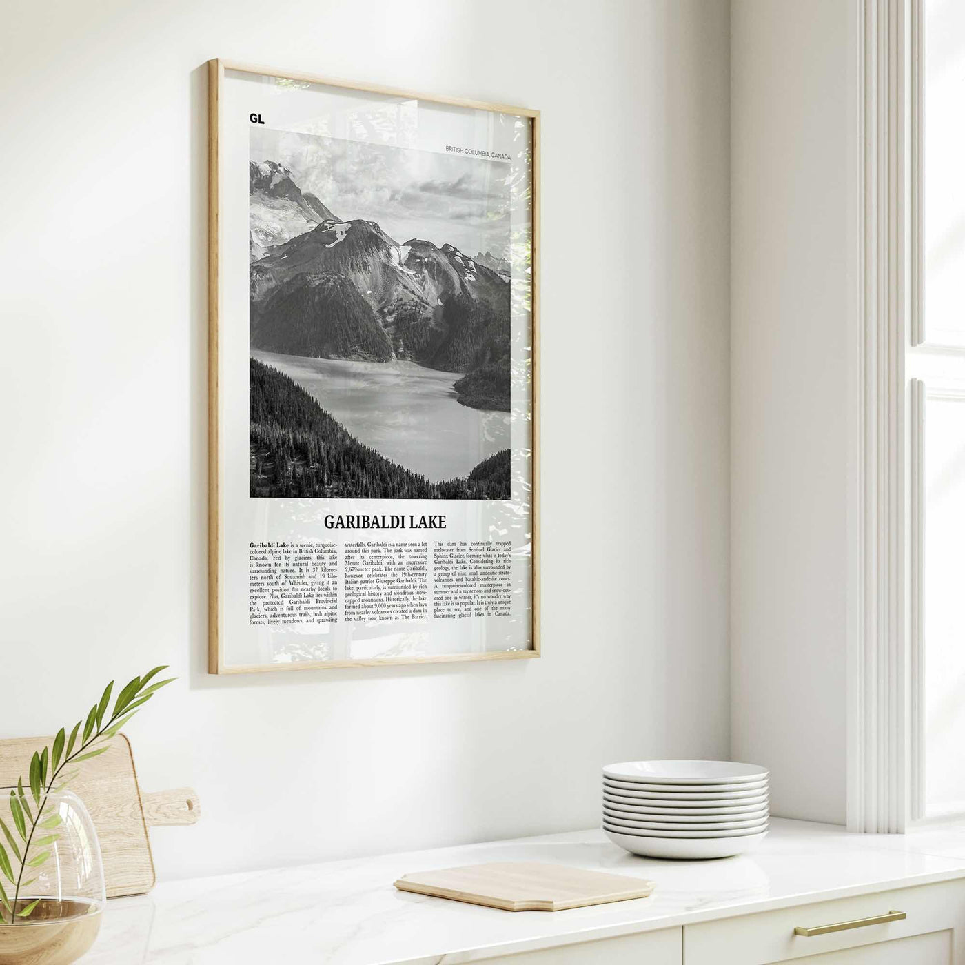 Garibaldi Lake Print Black and White, Garibaldi Lake Art, Garibaldi Lake Poster, Garibaldi Lake Photo, Garibaldi Lake Décor, Map