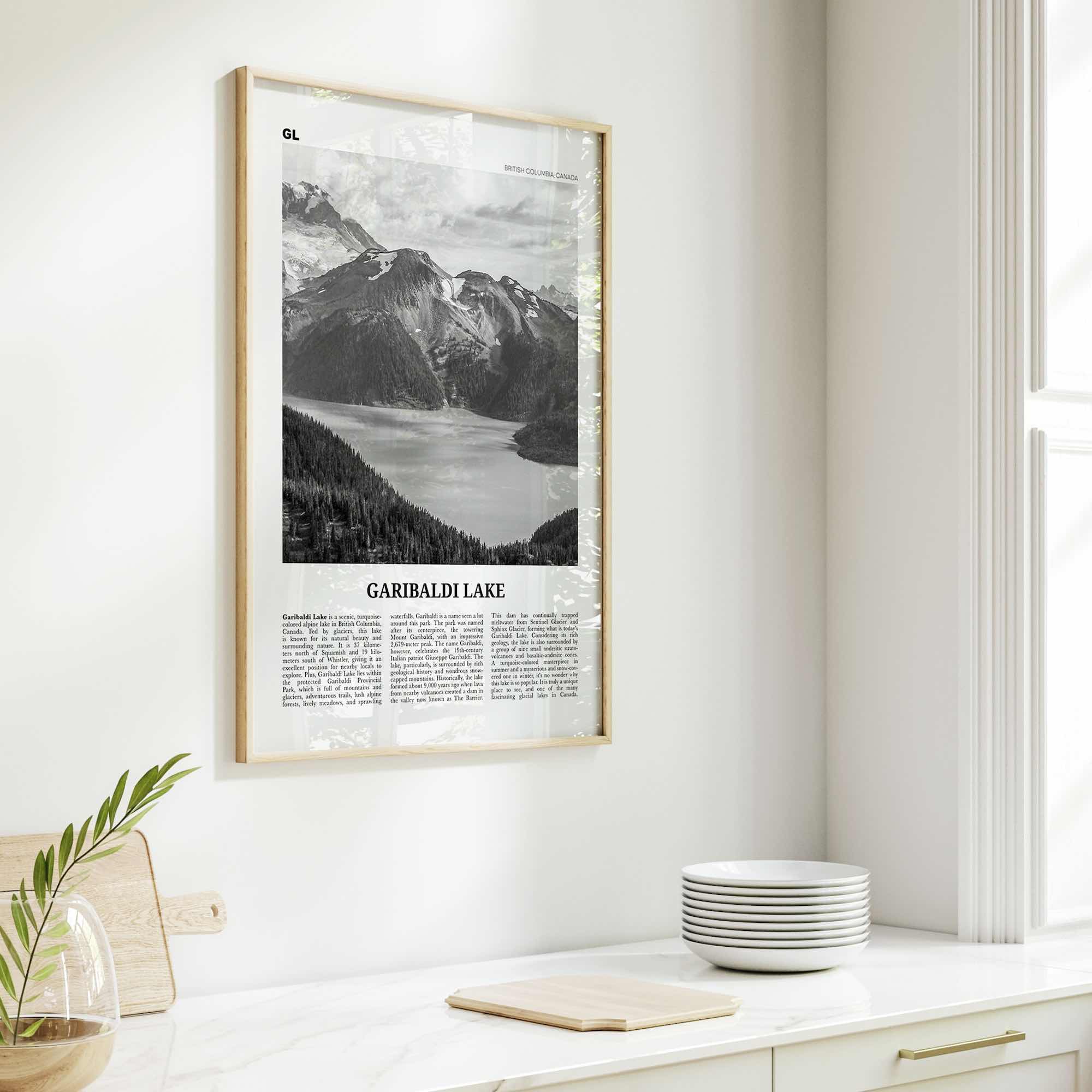 Garibaldi Lake Print Black and White, Garibaldi Lake Art, Garibaldi Lake Poster, Garibaldi Lake Photo, Garibaldi Lake Décor, Map