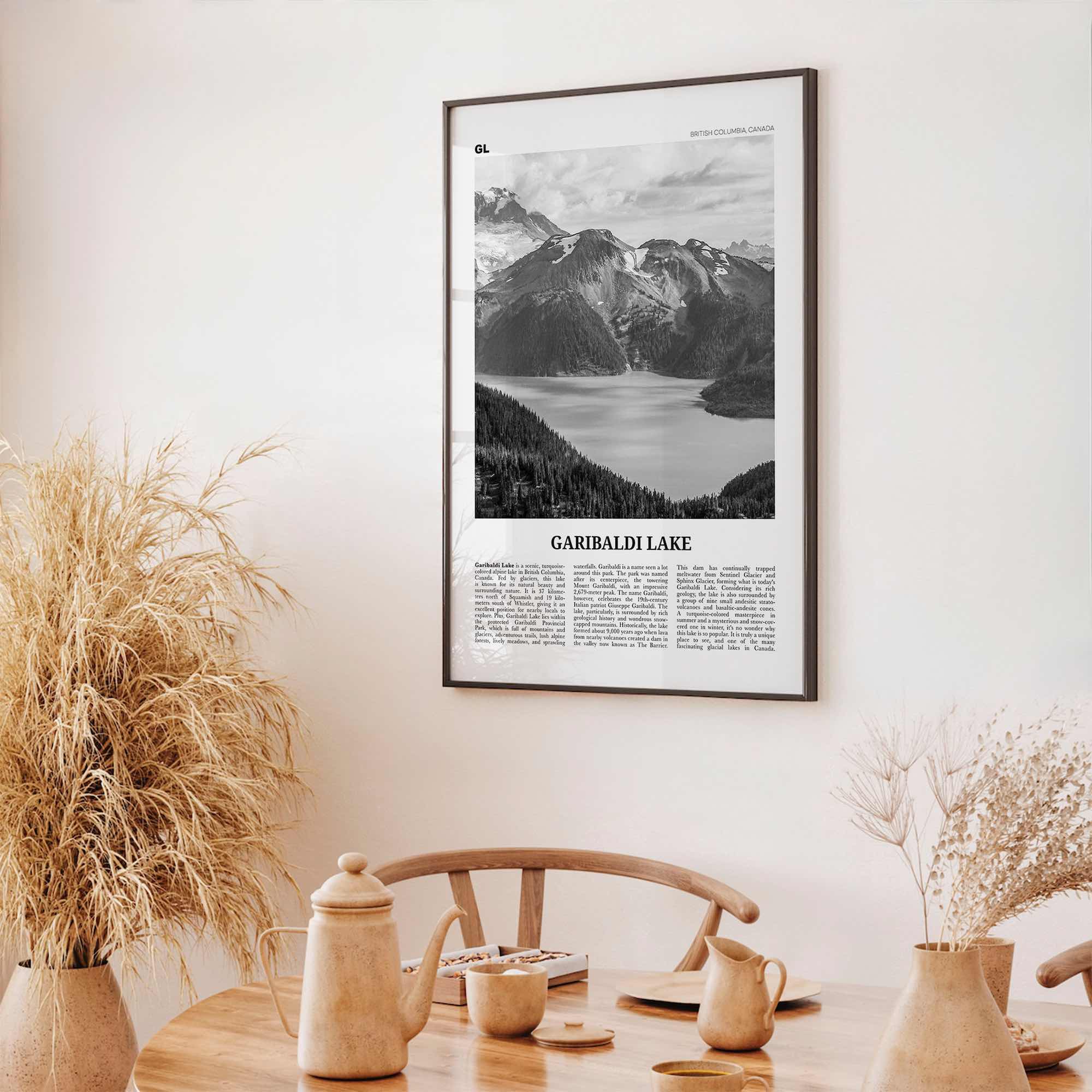 Garibaldi Lake Print Black and White, Garibaldi Lake Art, Garibaldi Lake Poster, Garibaldi Lake Photo, Garibaldi Lake Décor, Map