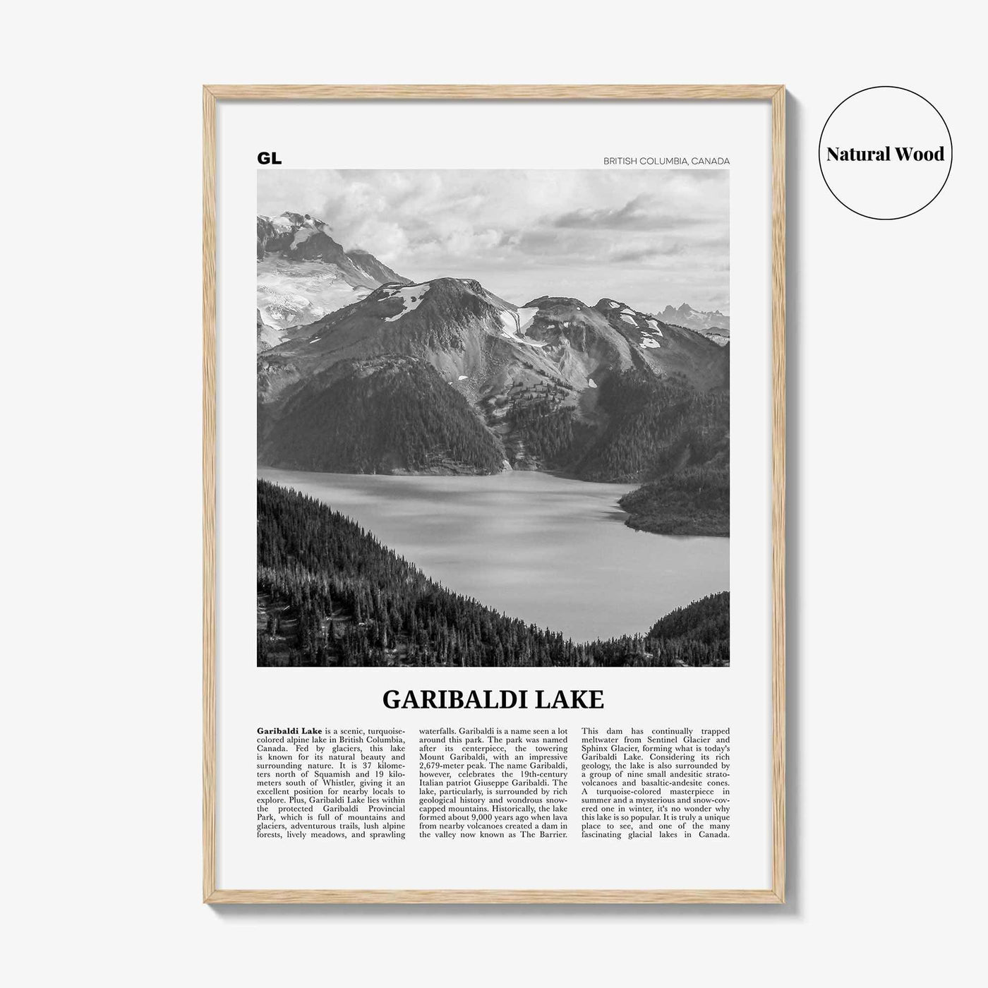 Garibaldi Lake Print Black and White, Garibaldi Lake Art, Garibaldi Lake Poster, Garibaldi Lake Photo, Garibaldi Lake Décor, Map