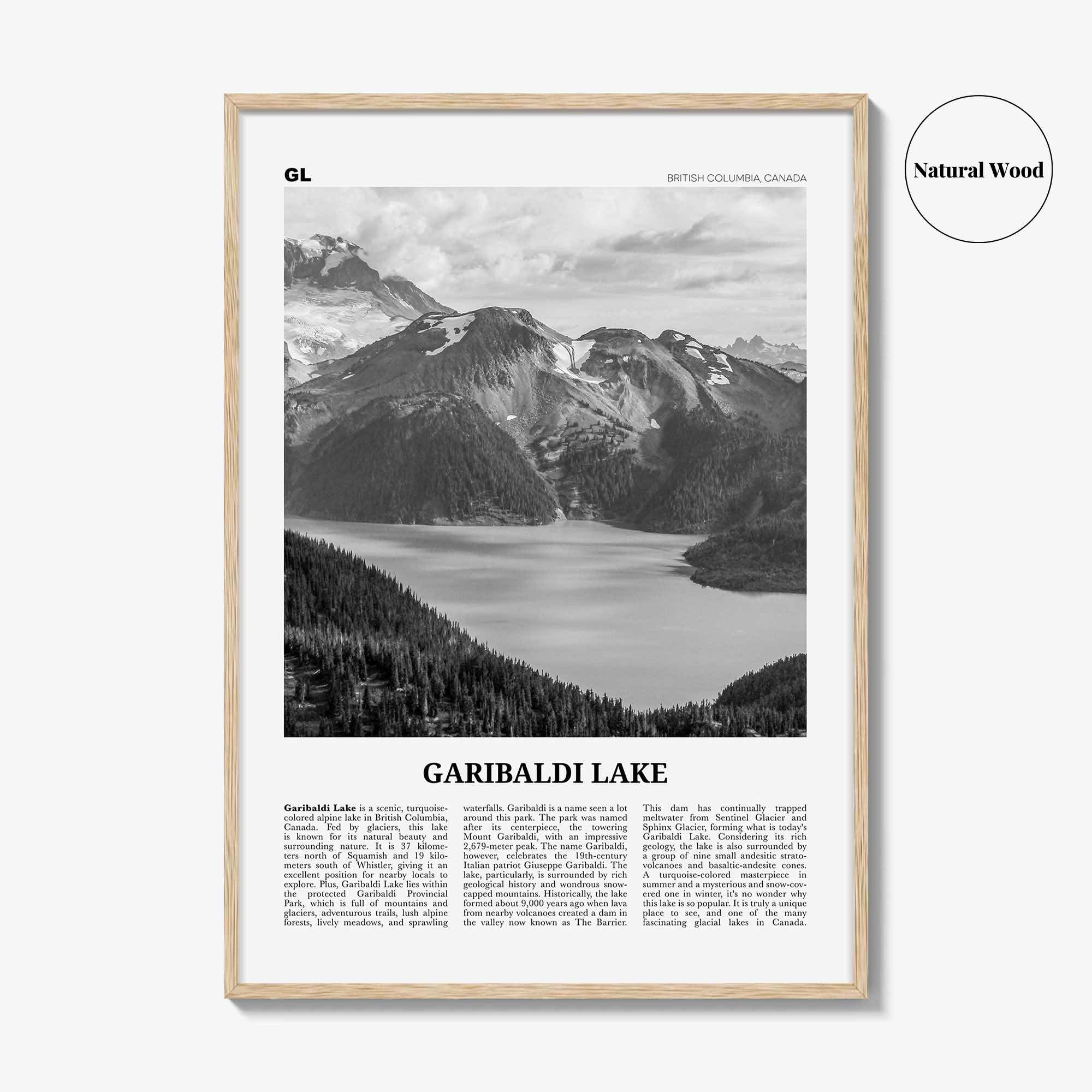 Garibaldi Lake Print Black and White, Garibaldi Lake Art, Garibaldi Lake Poster, Garibaldi Lake Photo, Garibaldi Lake Décor, Map