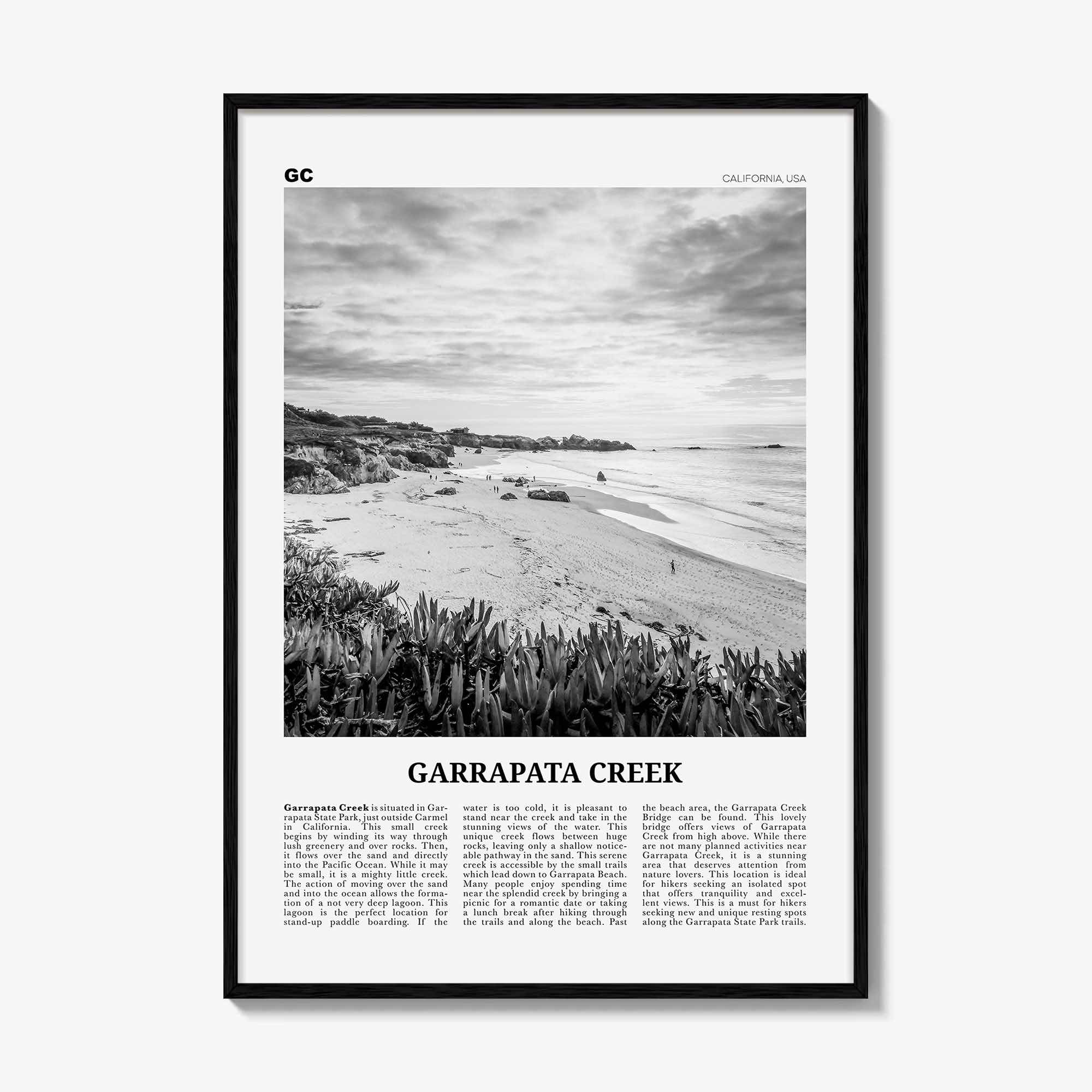 Garrapata Creek Print Black and White, Garrapata Creek Wall Art, Garrapata Creek Poster, Garrapata Creek Photo, Garrapata Creek Wall Décor