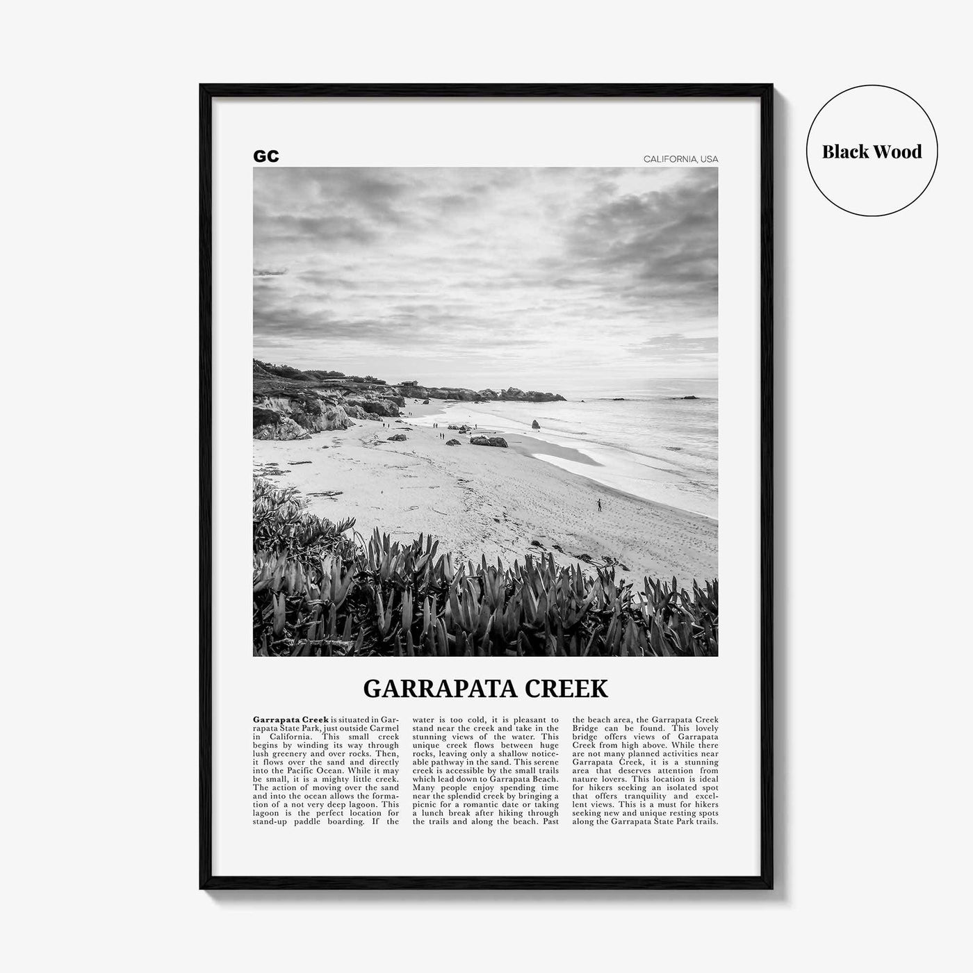 Garrapata Creek Print Black and White, Garrapata Creek Wall Art, Garrapata Creek Poster, Garrapata Creek Photo, Garrapata Creek Wall Décor