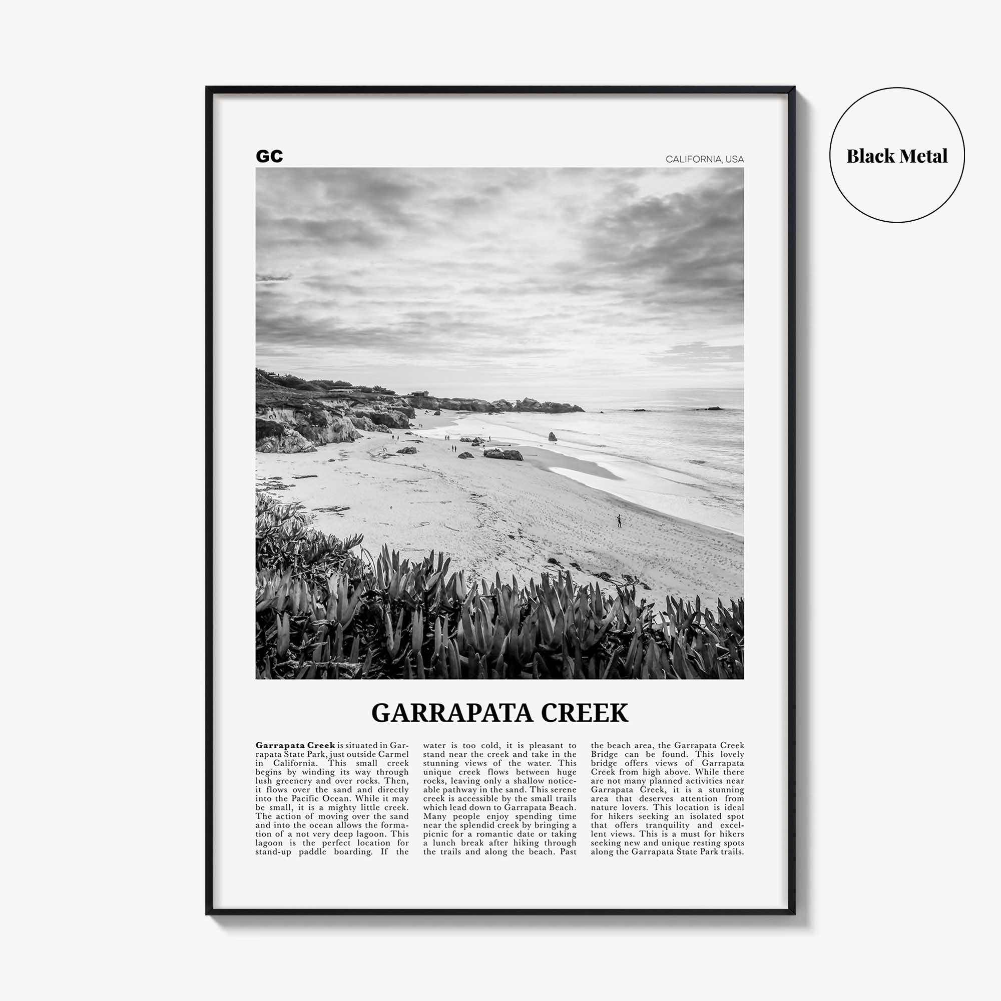 Garrapata Creek Print Black and White, Garrapata Creek Wall Art, Garrapata Creek Poster, Garrapata Creek Photo, Garrapata Creek Wall Décor