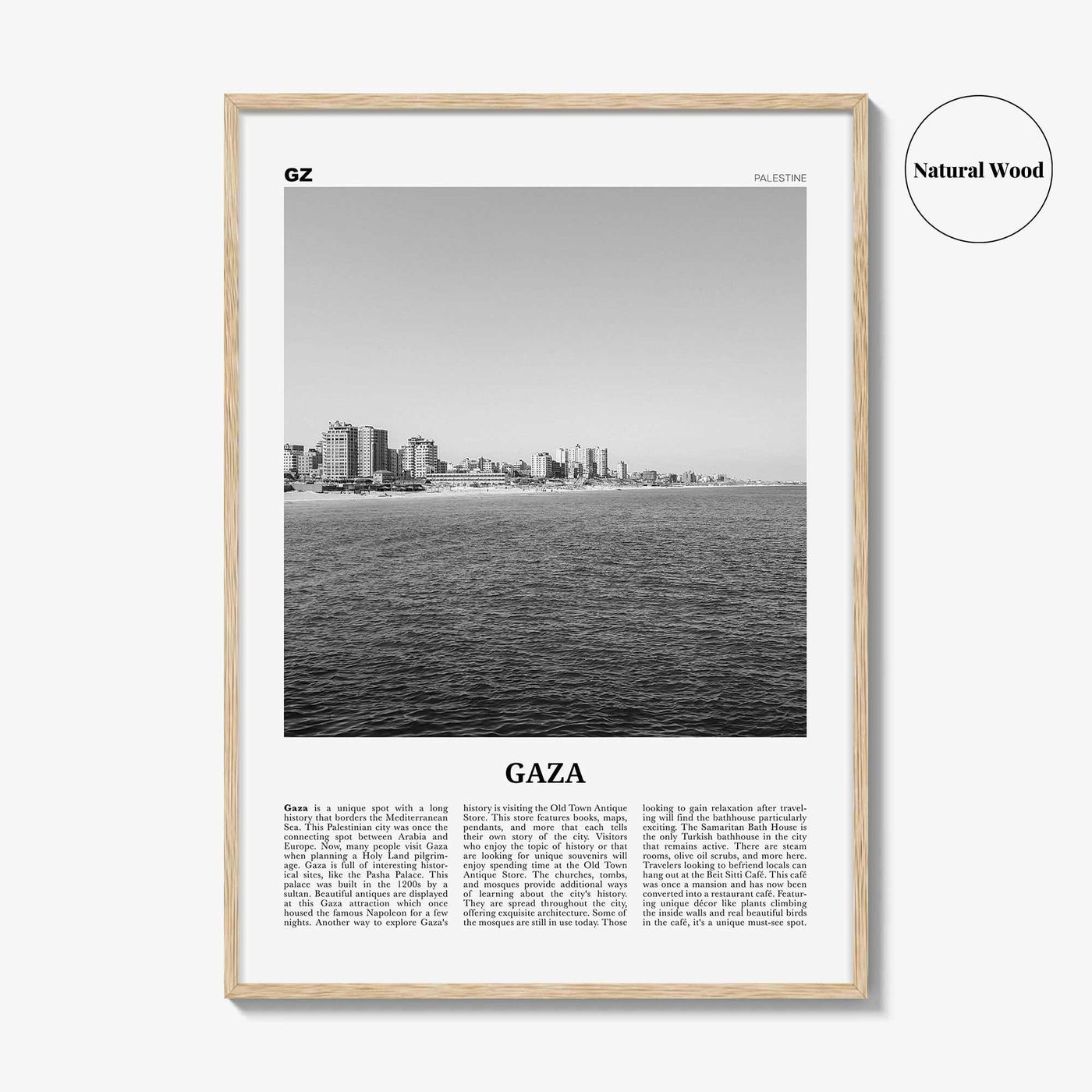 Gaza Print Black and White, Gaza Wall Art, Gaza Poster, Gaza Photo, Gaza Wall Décor, Gaza Map, Palestine