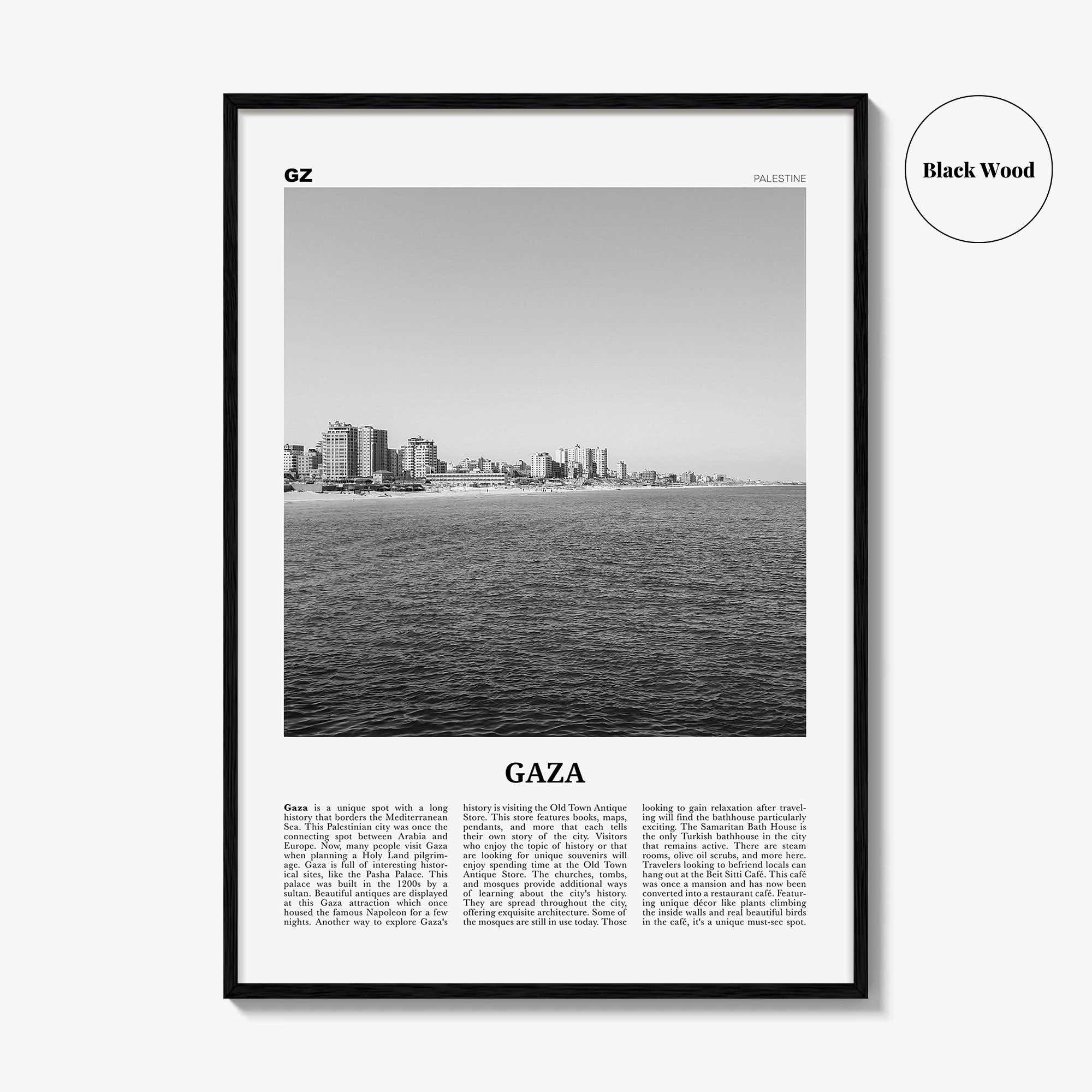 Gaza Print Black and White, Gaza Wall Art, Gaza Poster, Gaza Photo, Gaza Wall Décor, Gaza Map, Palestine