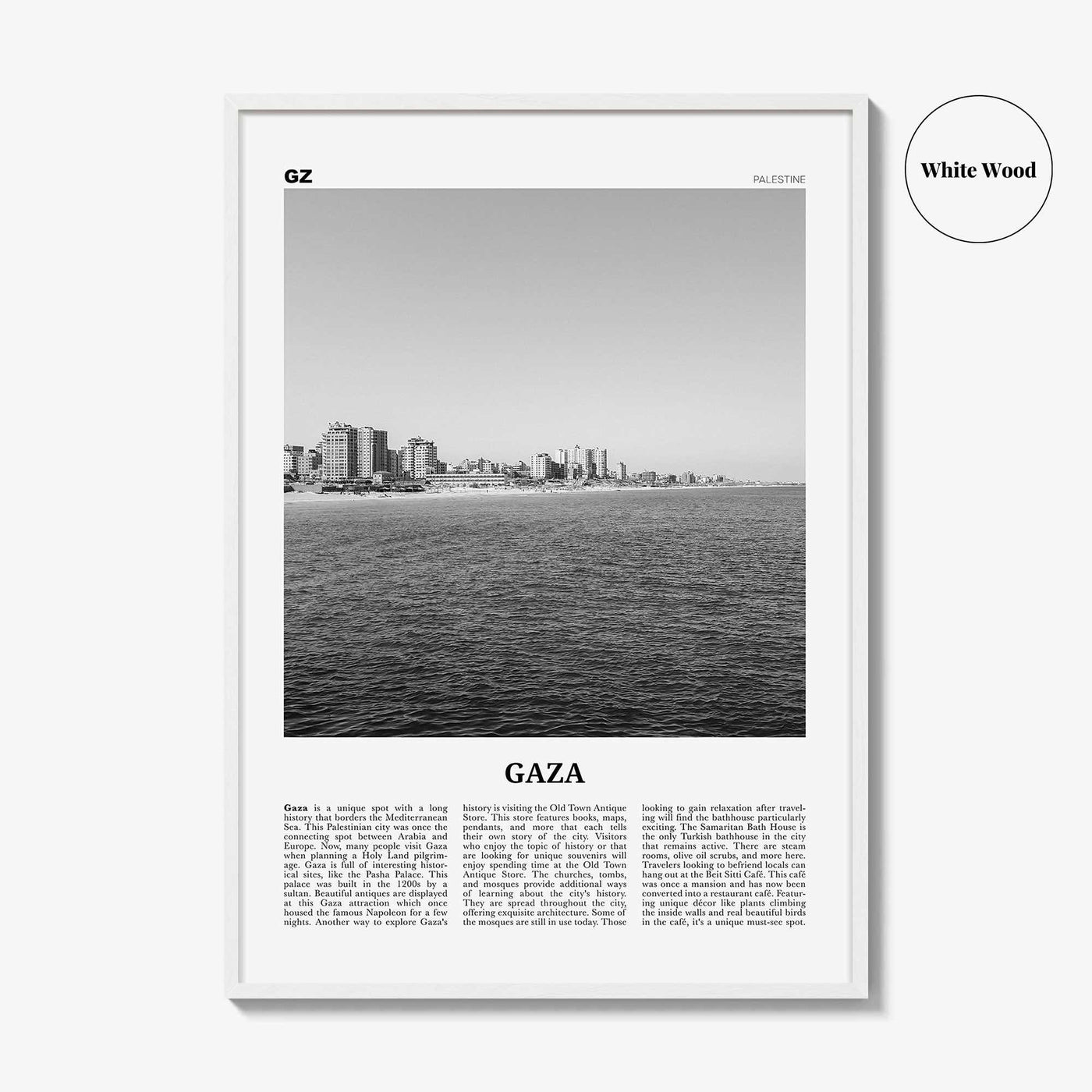 Gaza Print Black and White, Gaza Wall Art, Gaza Poster, Gaza Photo, Gaza Wall Décor, Gaza Map, Palestine