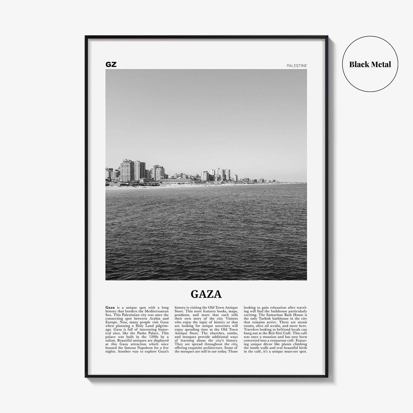 Gaza Print Black and White, Gaza Wall Art, Gaza Poster, Gaza Photo, Gaza Wall Décor, Gaza Map, Palestine