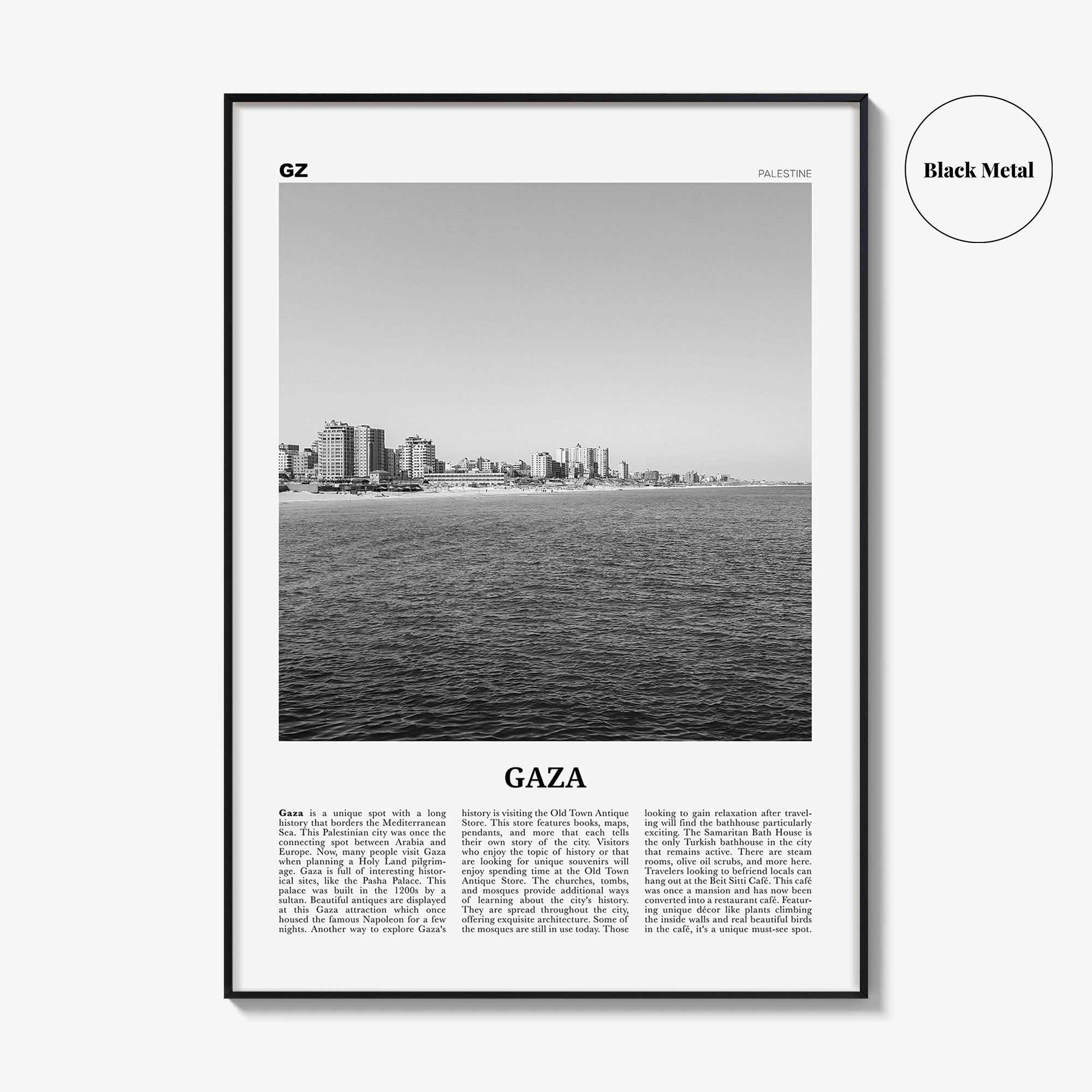 Gaza Print Black and White, Gaza Wall Art, Gaza Poster, Gaza Photo, Gaza Wall Décor, Gaza Map, Palestine