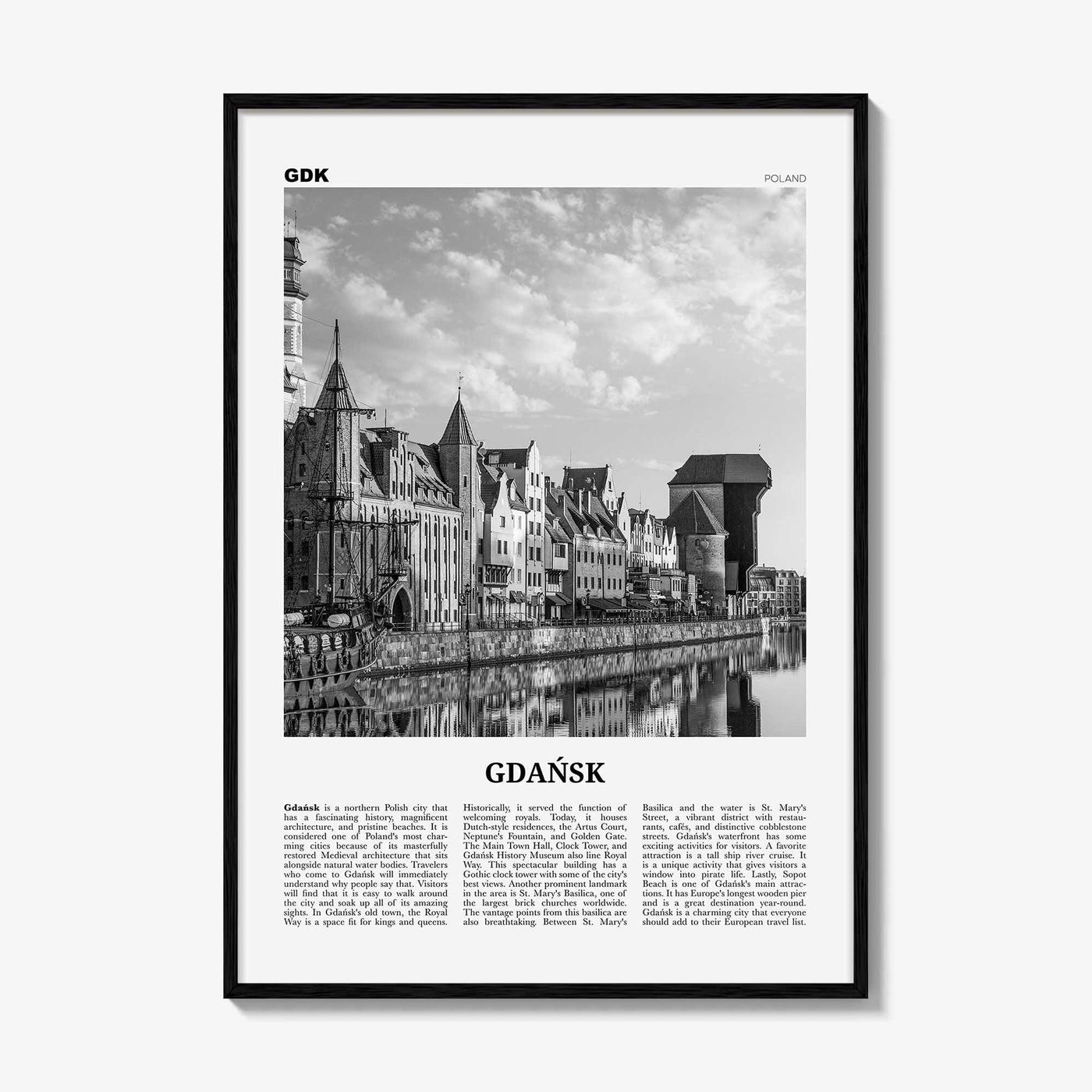 Gdansk Print Black and White No 1, Gdańsk Wall Art, Gdańsk Poster, Gdańsk Photo, Gdańsk Wall Décor, Danzig, Poland, Pomeranian