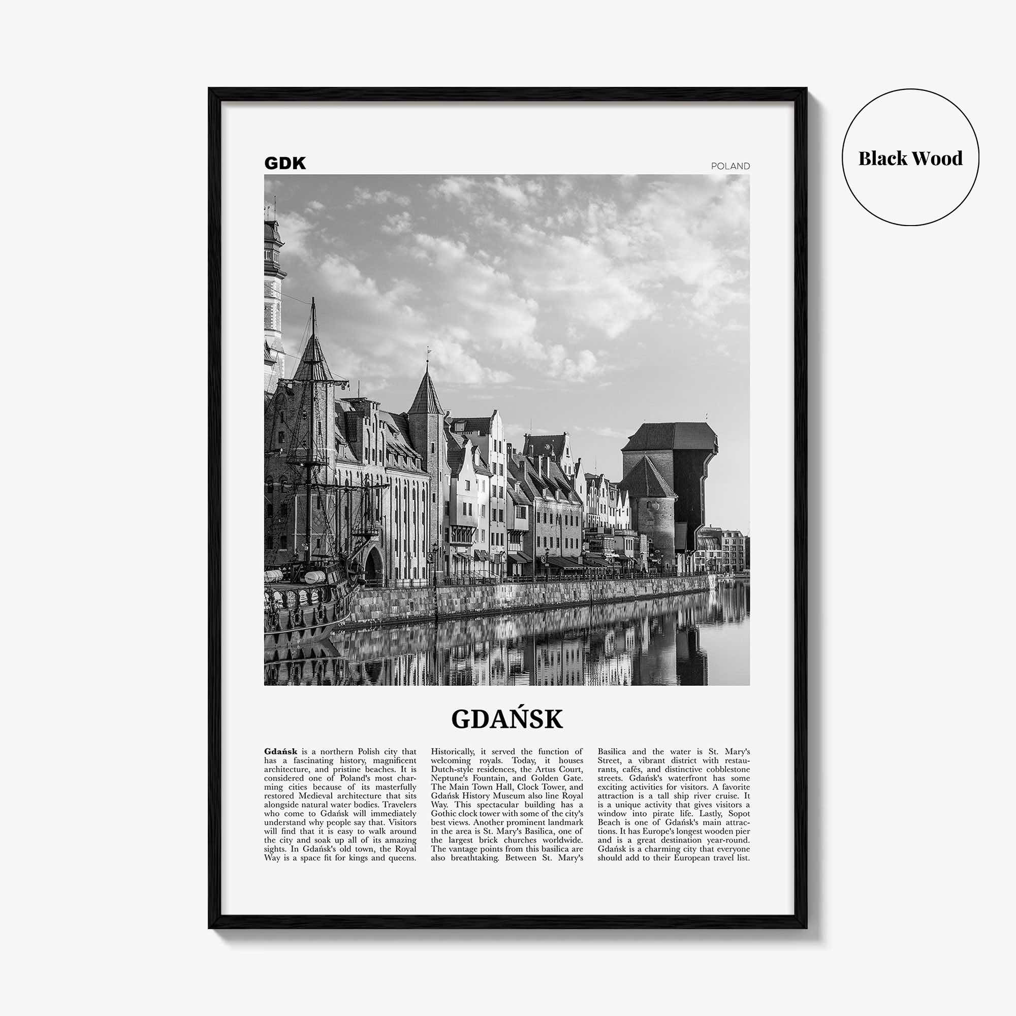 Gdansk Print Black and White No 1, Gdańsk Wall Art, Gdańsk Poster, Gdańsk Photo, Gdańsk Wall Décor, Danzig, Poland, Pomeranian