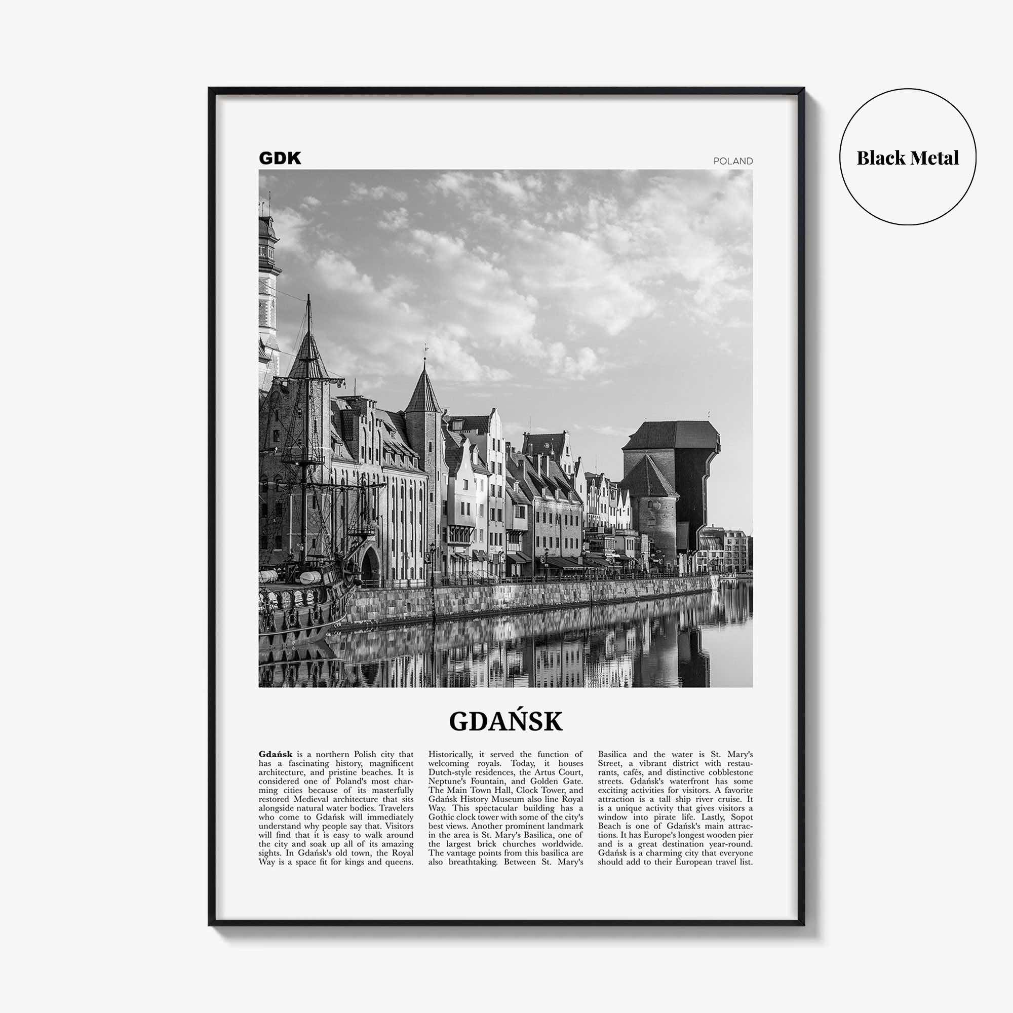 Gdansk Print Black and White No 1, Gdańsk Wall Art, Gdańsk Poster, Gdańsk Photo, Gdańsk Wall Décor, Danzig, Poland, Pomeranian