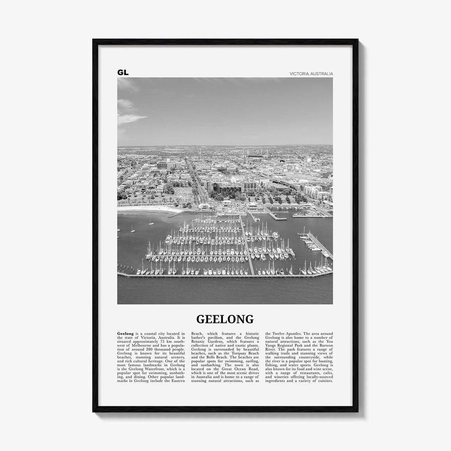 Geelong Print Black and White, Geelong Wall Art, Geelong Poster, Geelong Photo, Geelong Wall Décor, Geelong Map, Australia