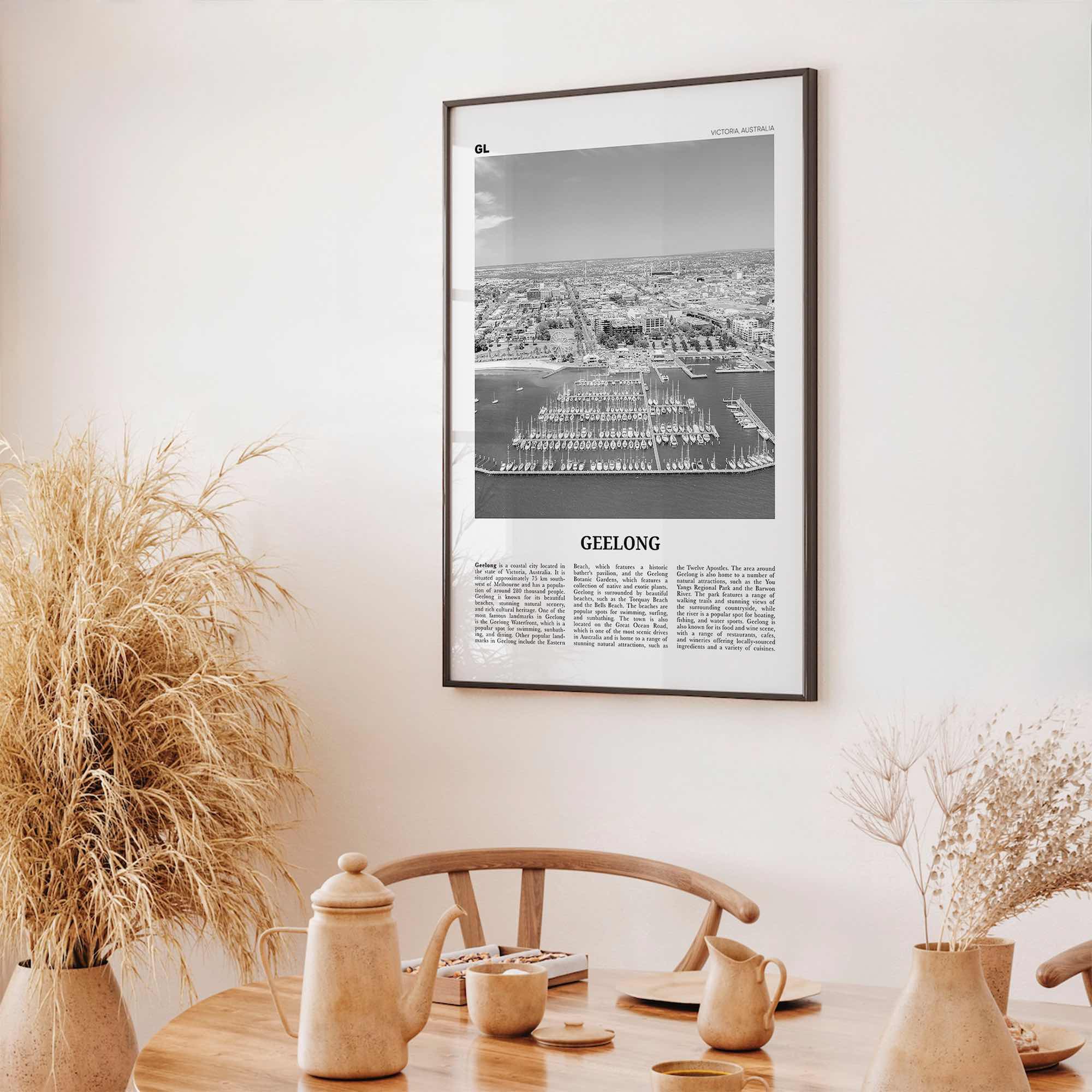 Geelong Print Black and White, Geelong Wall Art, Geelong Poster, Geelong Photo, Geelong Wall Décor, Geelong Map, Australia