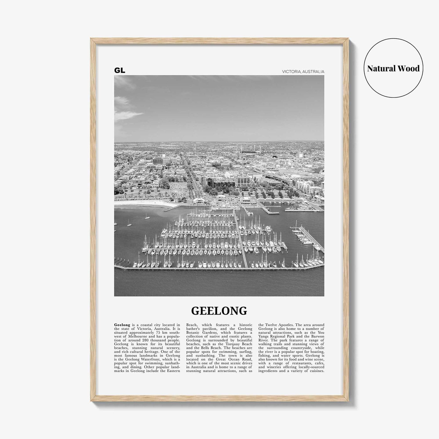 Geelong Print Black and White, Geelong Wall Art, Geelong Poster, Geelong Photo, Geelong Wall Décor, Geelong Map, Australia