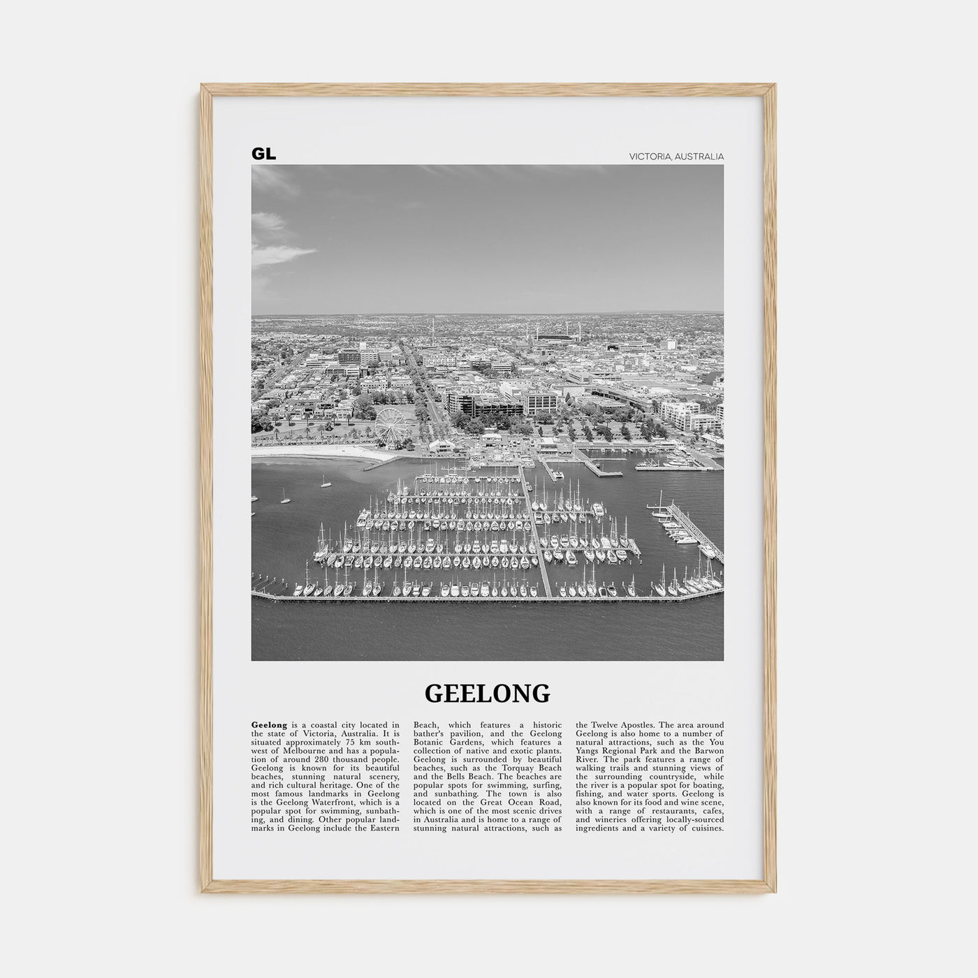 Geelong Travel B&W Poster