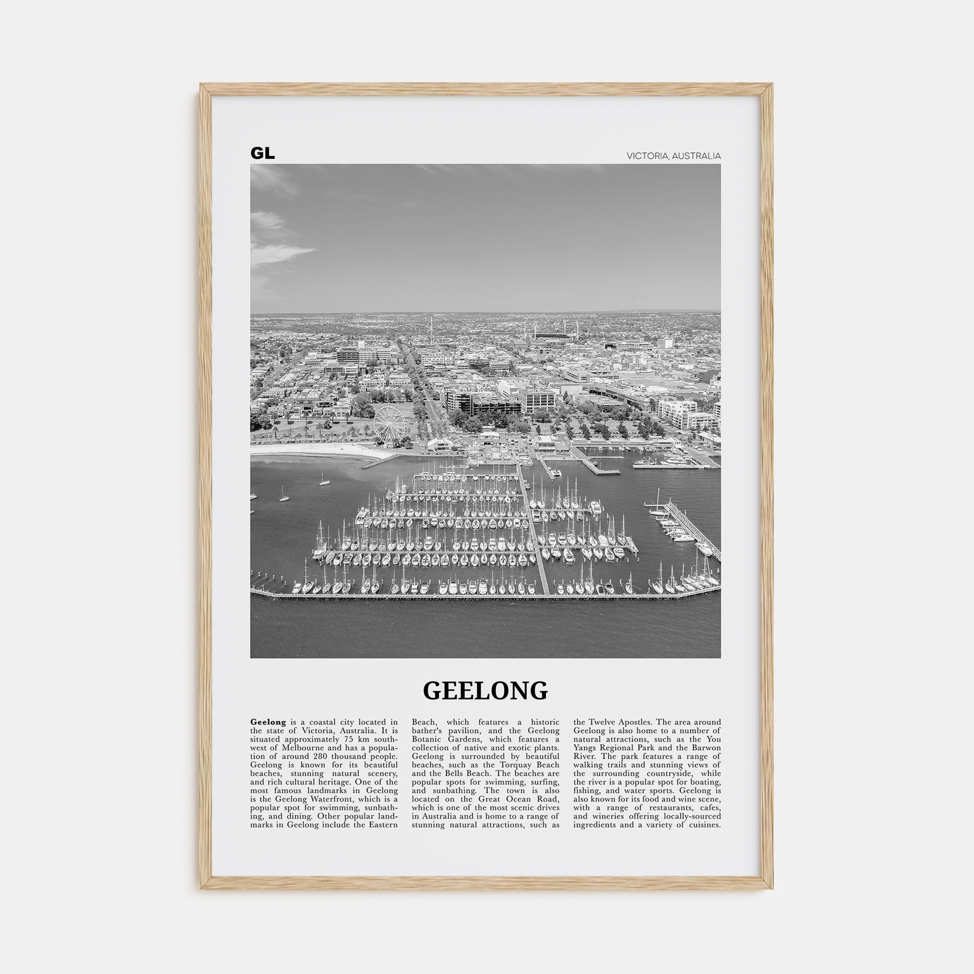 Geelong Travel B&W Poster