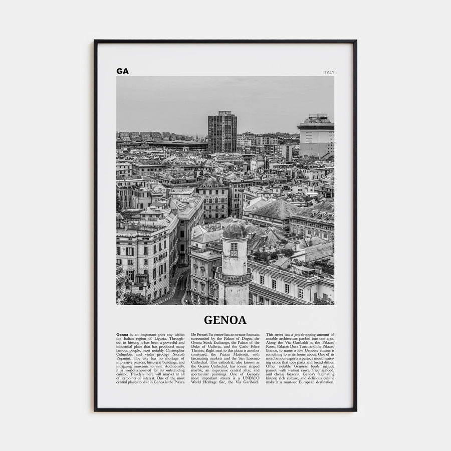 Genoa Travel B&W Poster