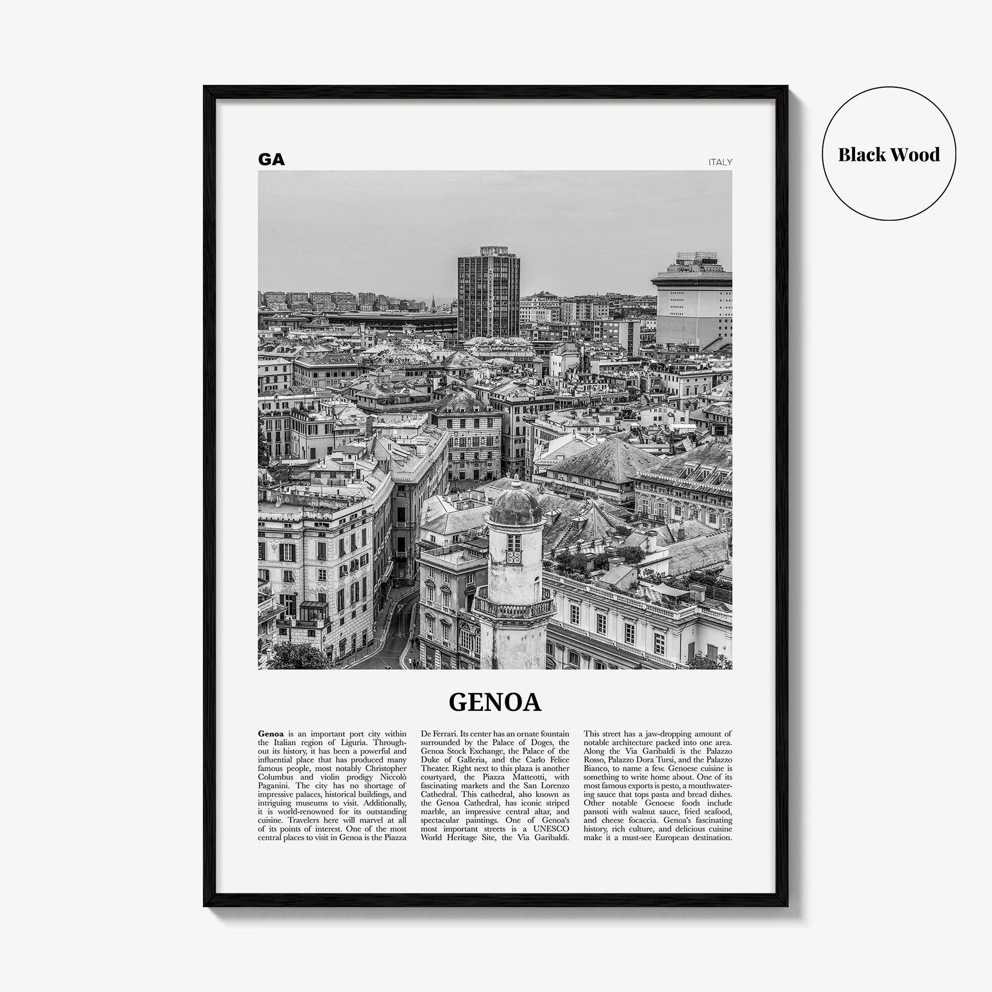 Genoa Print Black and White, Genoa Wall Art, Genoa Poster, Genoa Photo, Genoa Wall Décor, Italy, Genova, Italia, Zêna, Genua