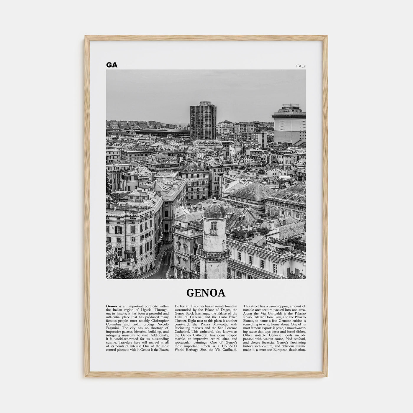 Genoa Travel B&W Poster