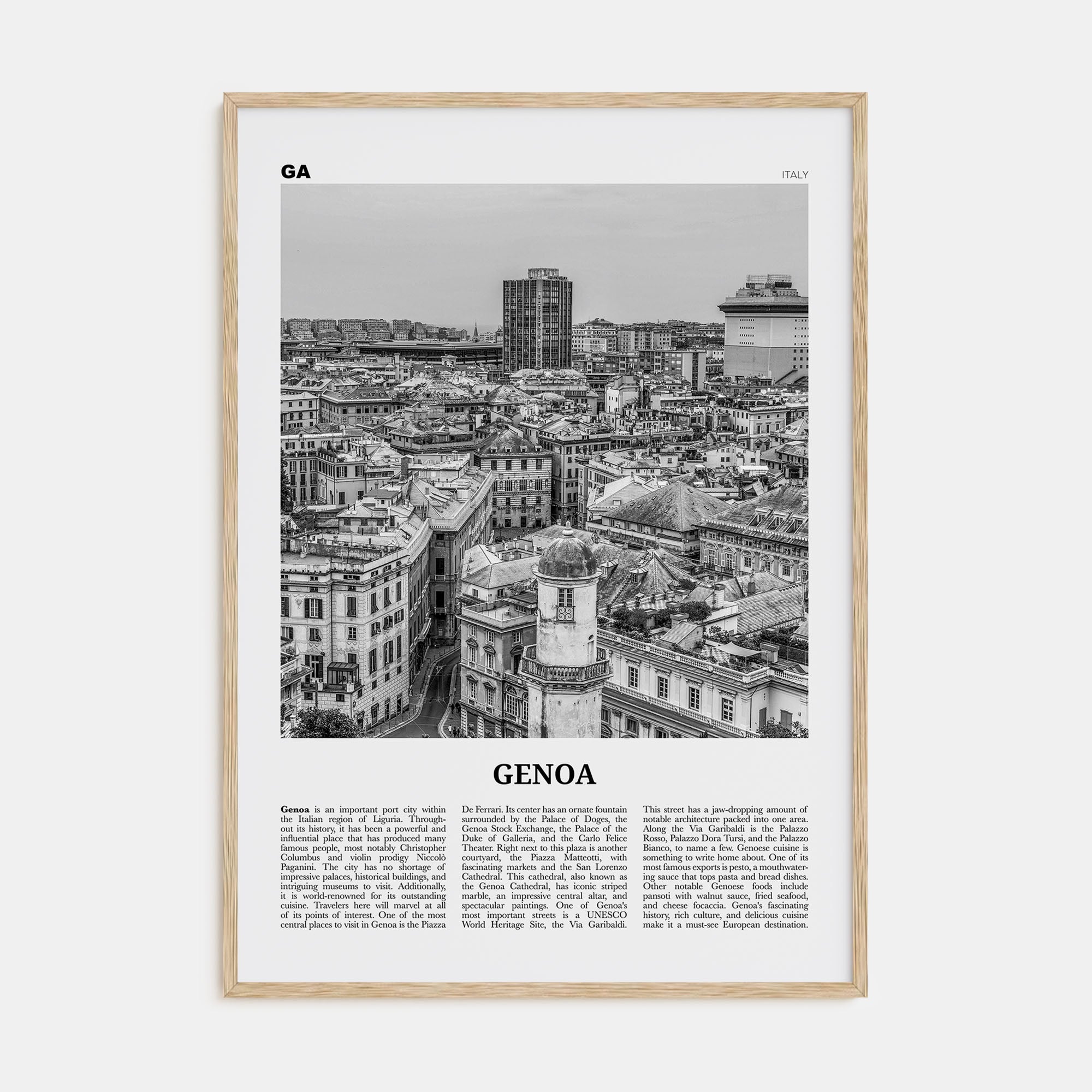 Genoa Travel B&W Poster
