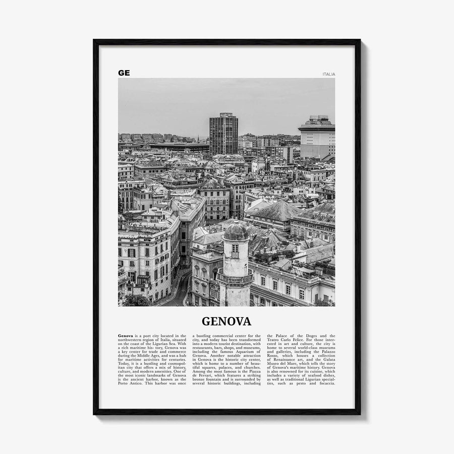 Genova Print Black and White, Genova Wall Art, Genova Poster, Genova Photo, Genova Wall Décor, Genova Map, Italia
